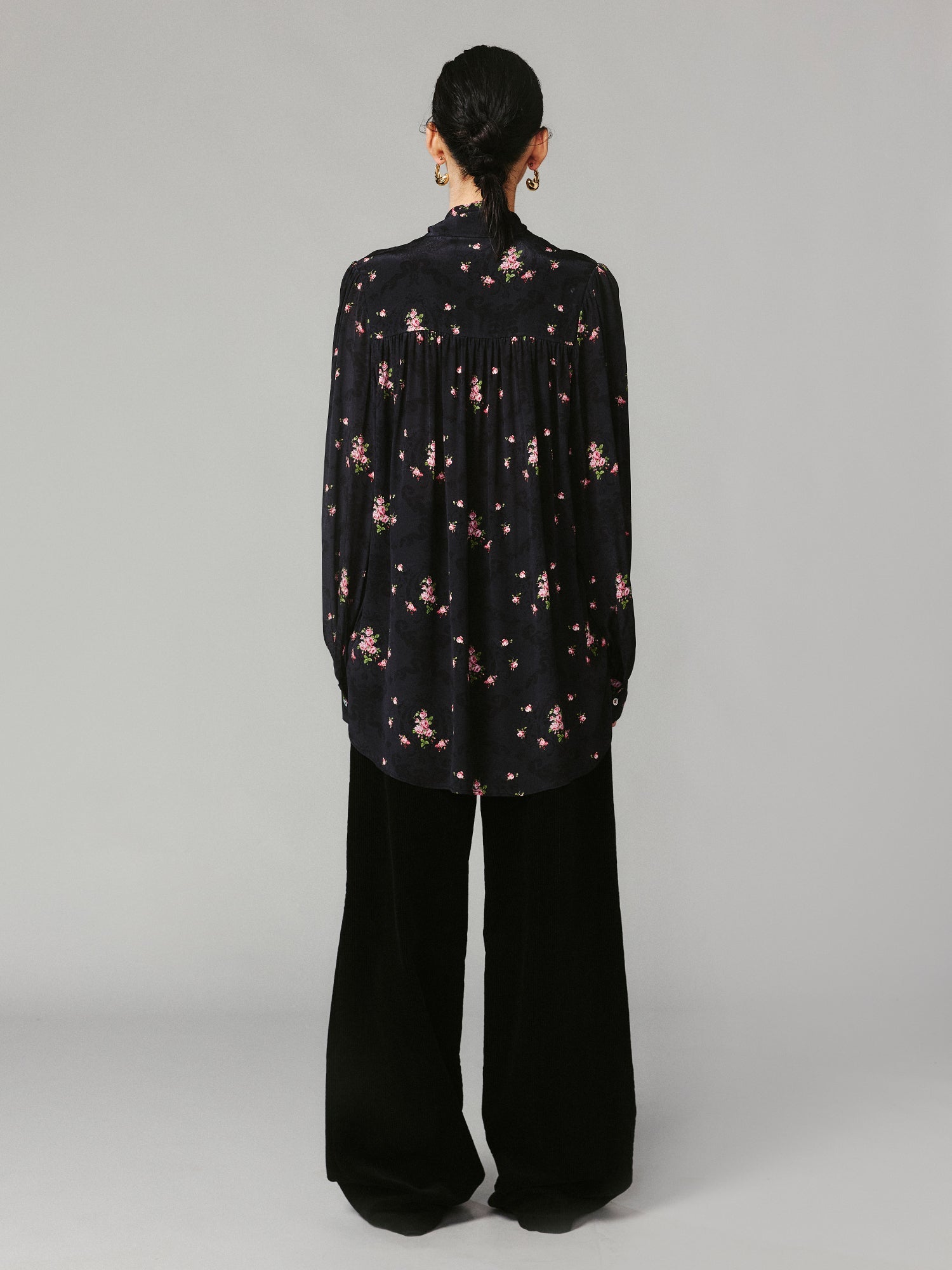 Corduroy double-pleated wide-leg pants