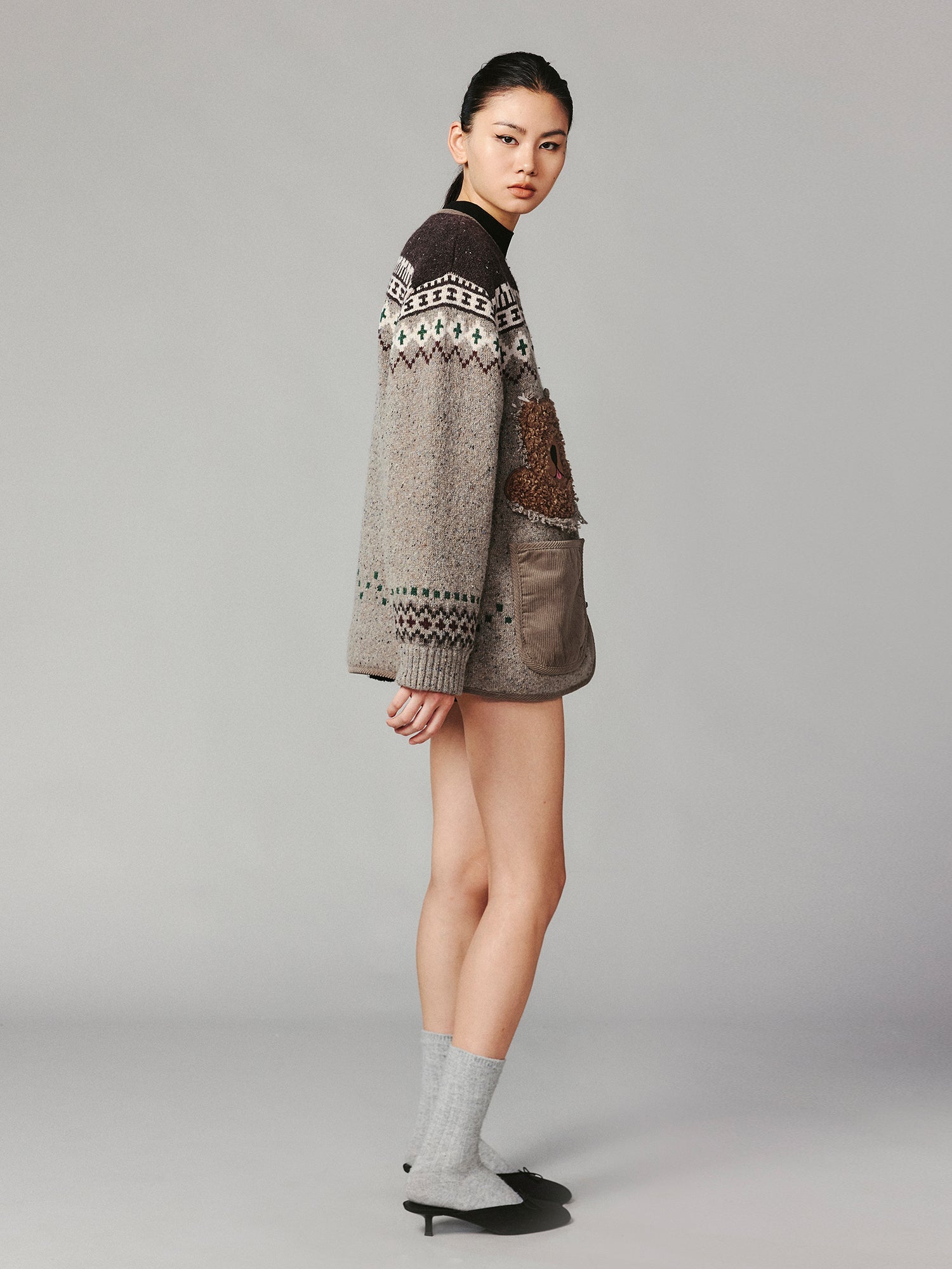 "We are bears" fair isle cotton cardigan