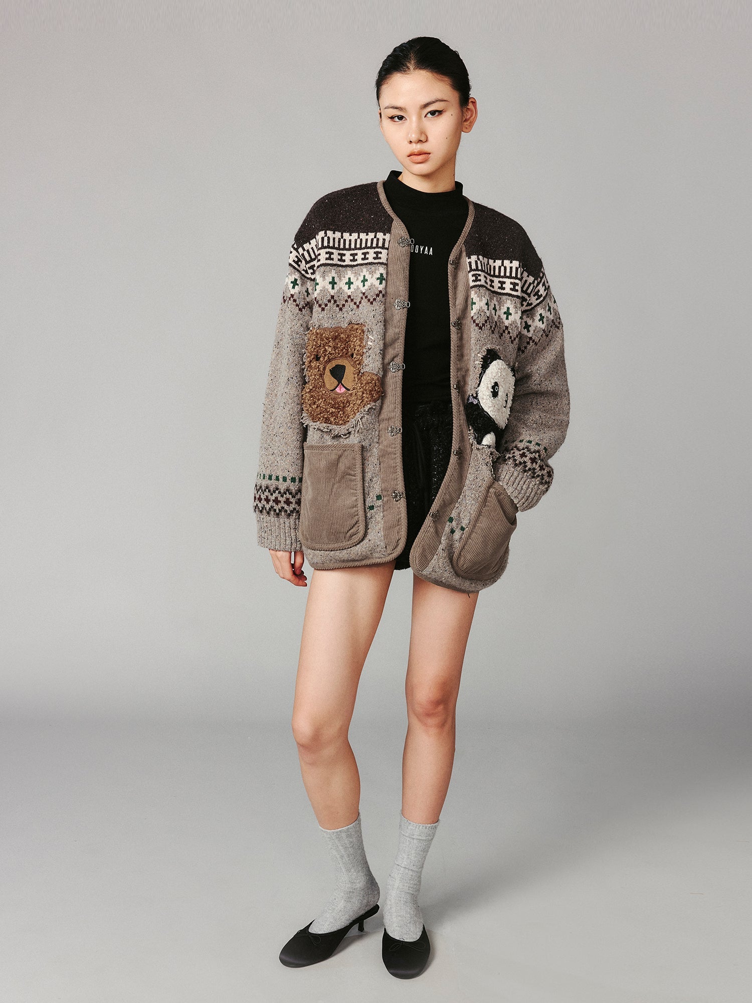 "We are bears" fair isle cotton cardigan
