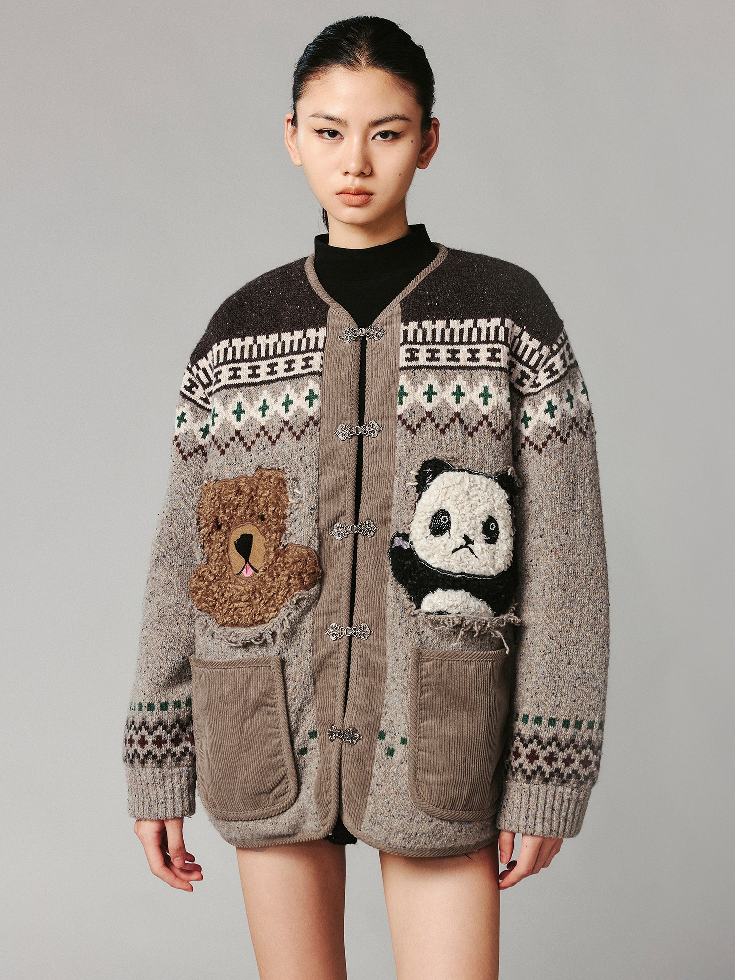 "We are bears" fair isle cotton cardigan