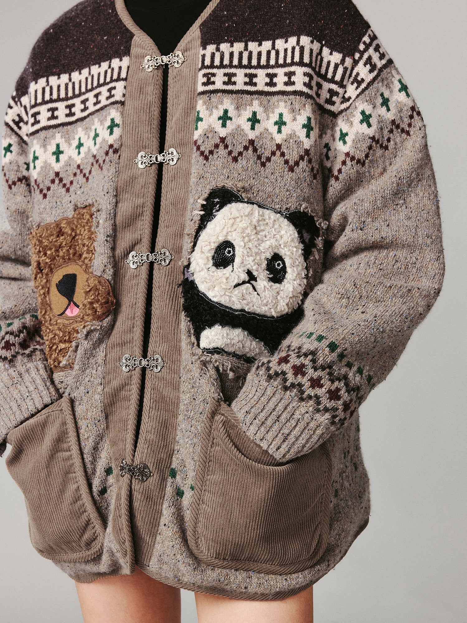 "We are bears" fair isle cotton cardigan