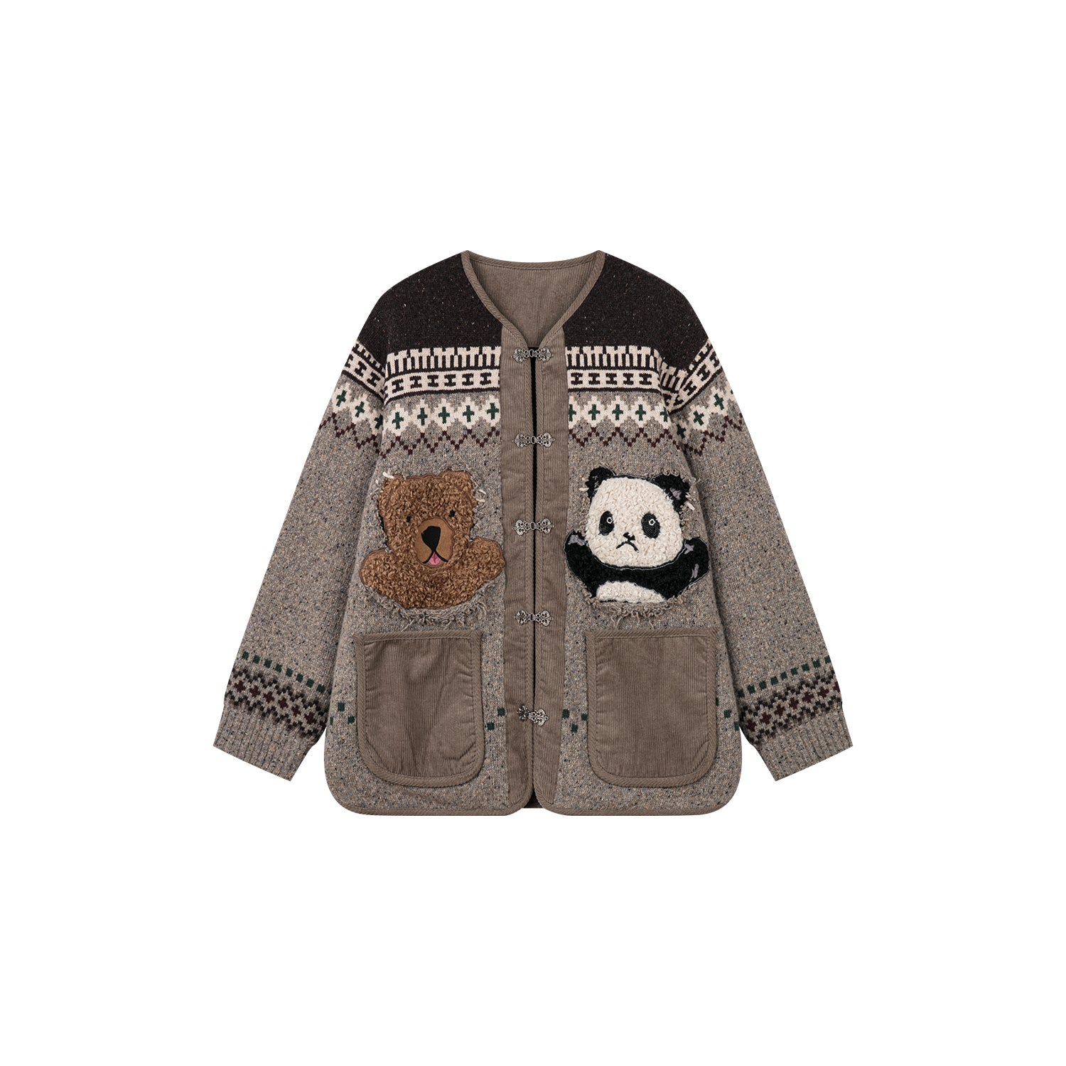 "We are bears" fair isle cotton cardigan