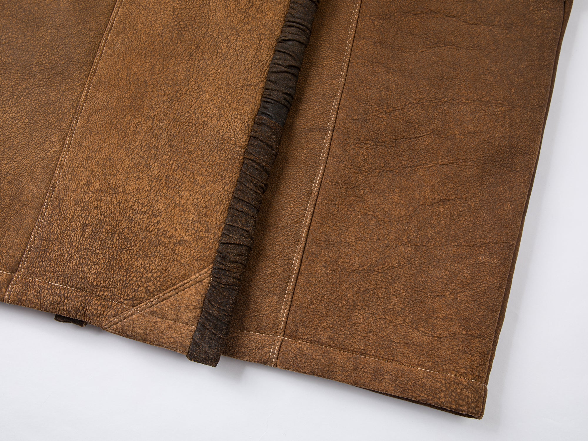 Shawl collar style merino wool and shearling coat