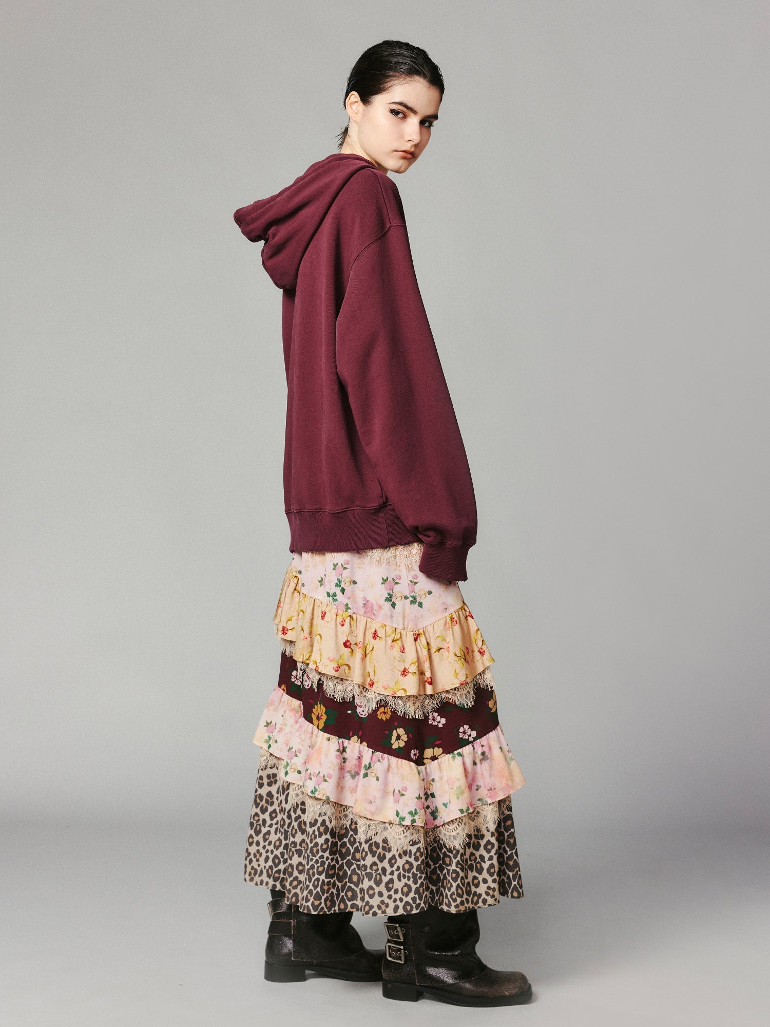 Fluffy dog print hoodie