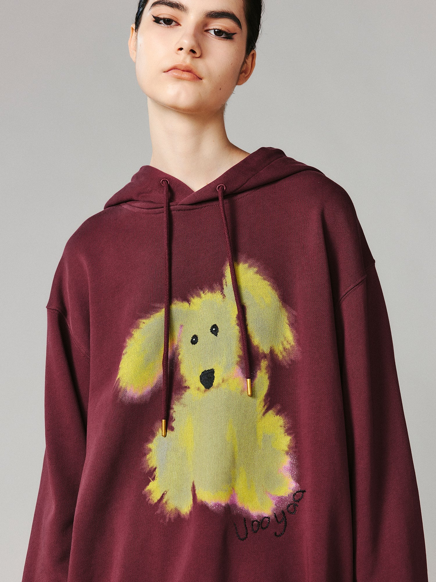 Fluffy dog print hoodie