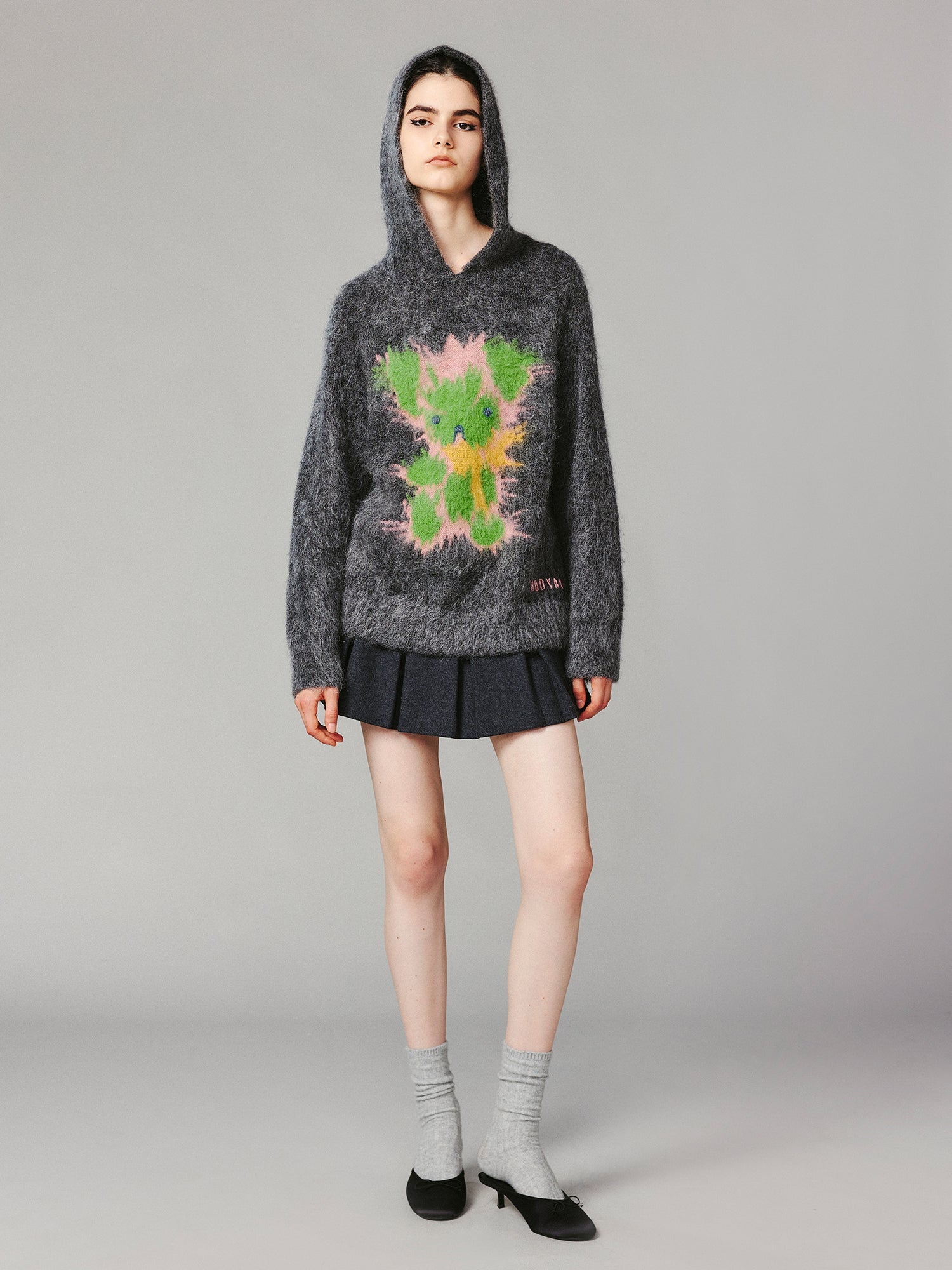 Fluffy bear jacquard sweater