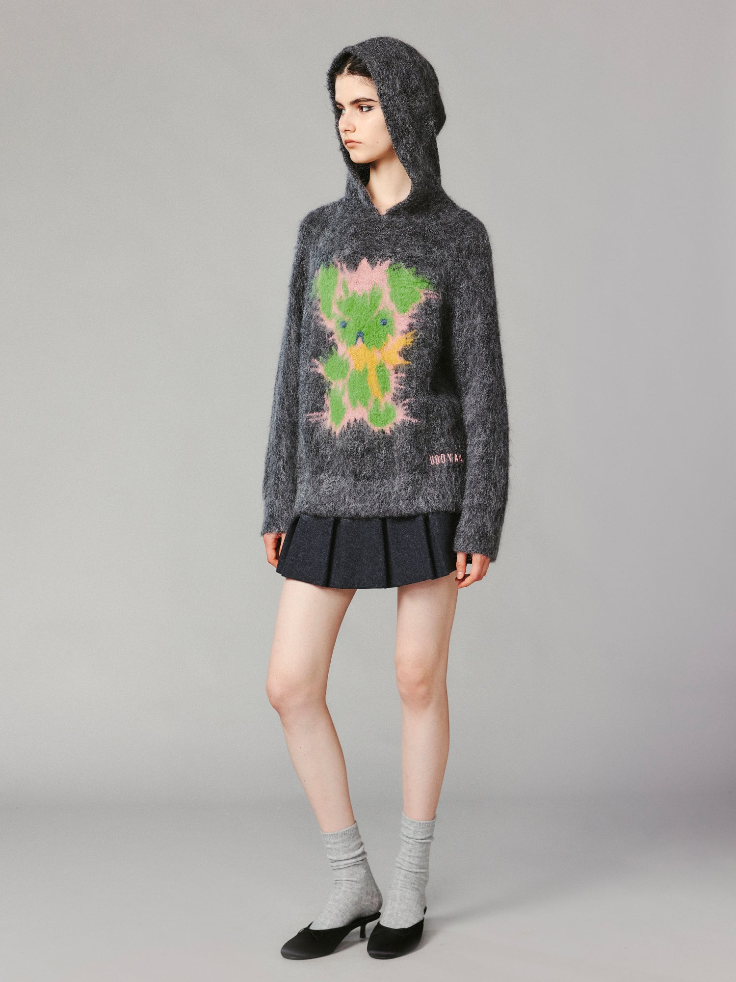 Fluffy bear jacquard sweater