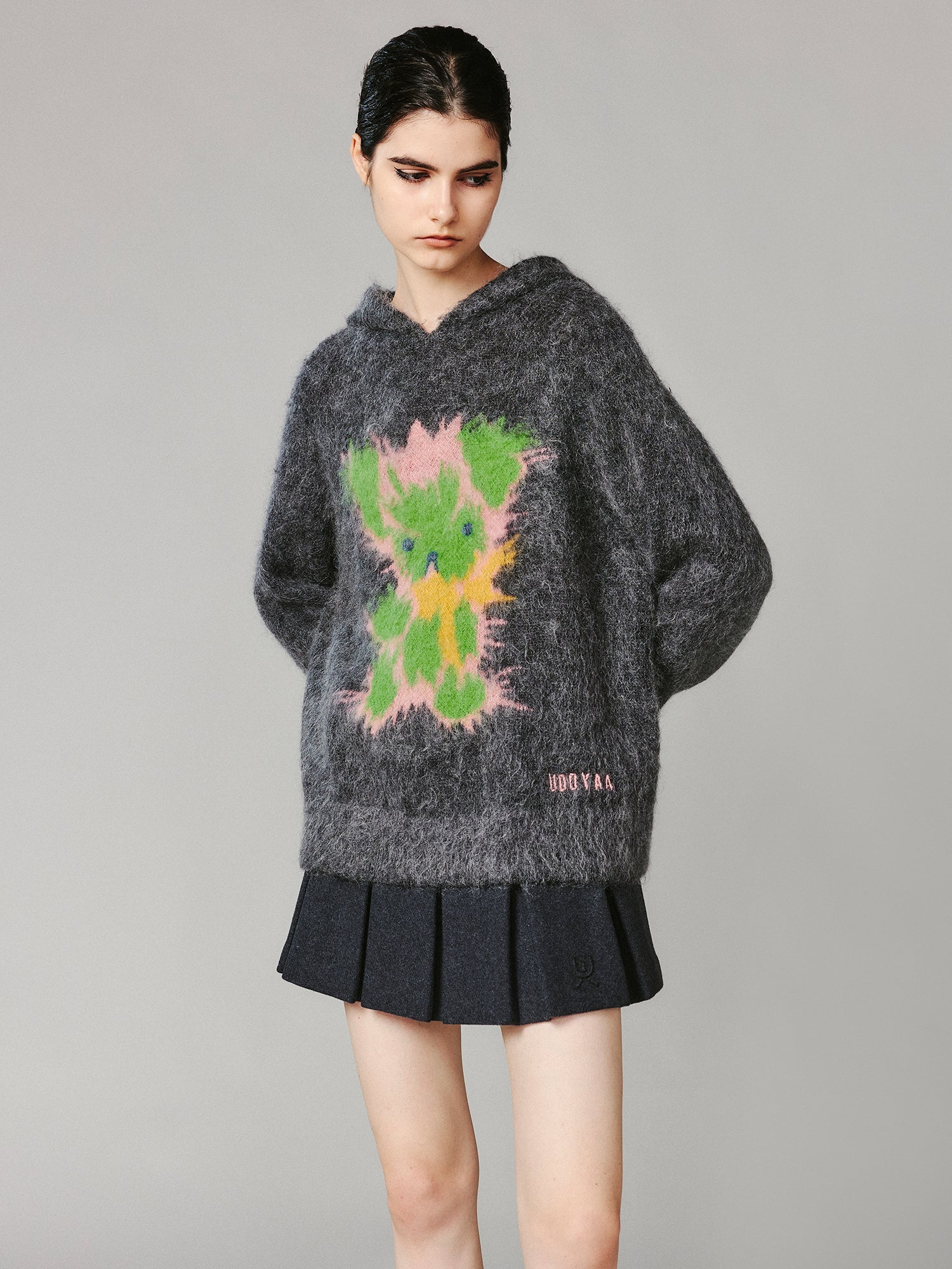 Fluffy bear jacquard sweater