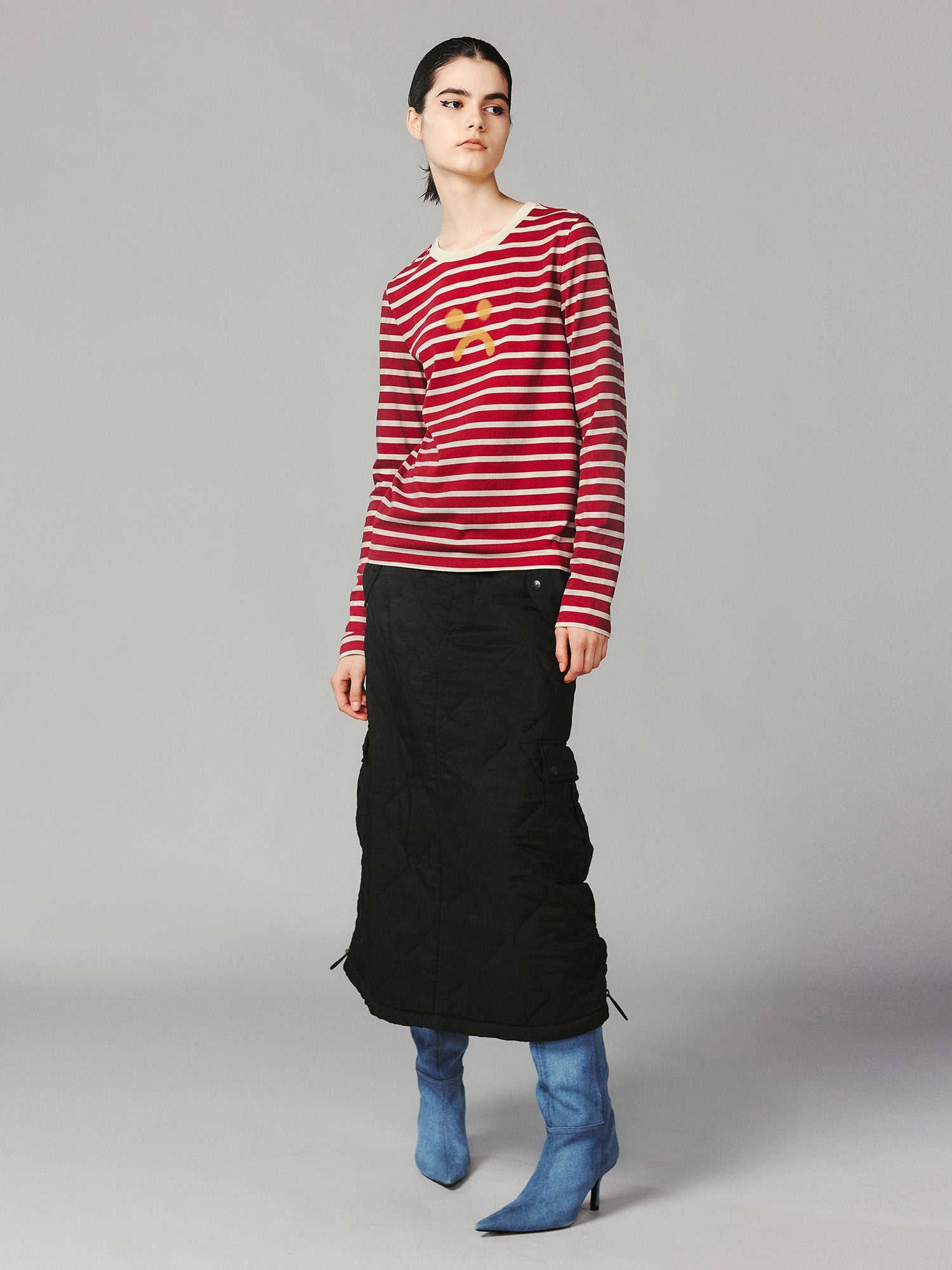 Striped sad face t-shirt