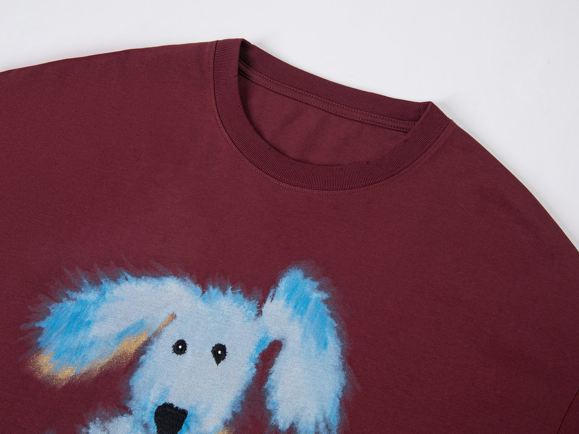 Fluffy dog print long-sleeve T-shirt