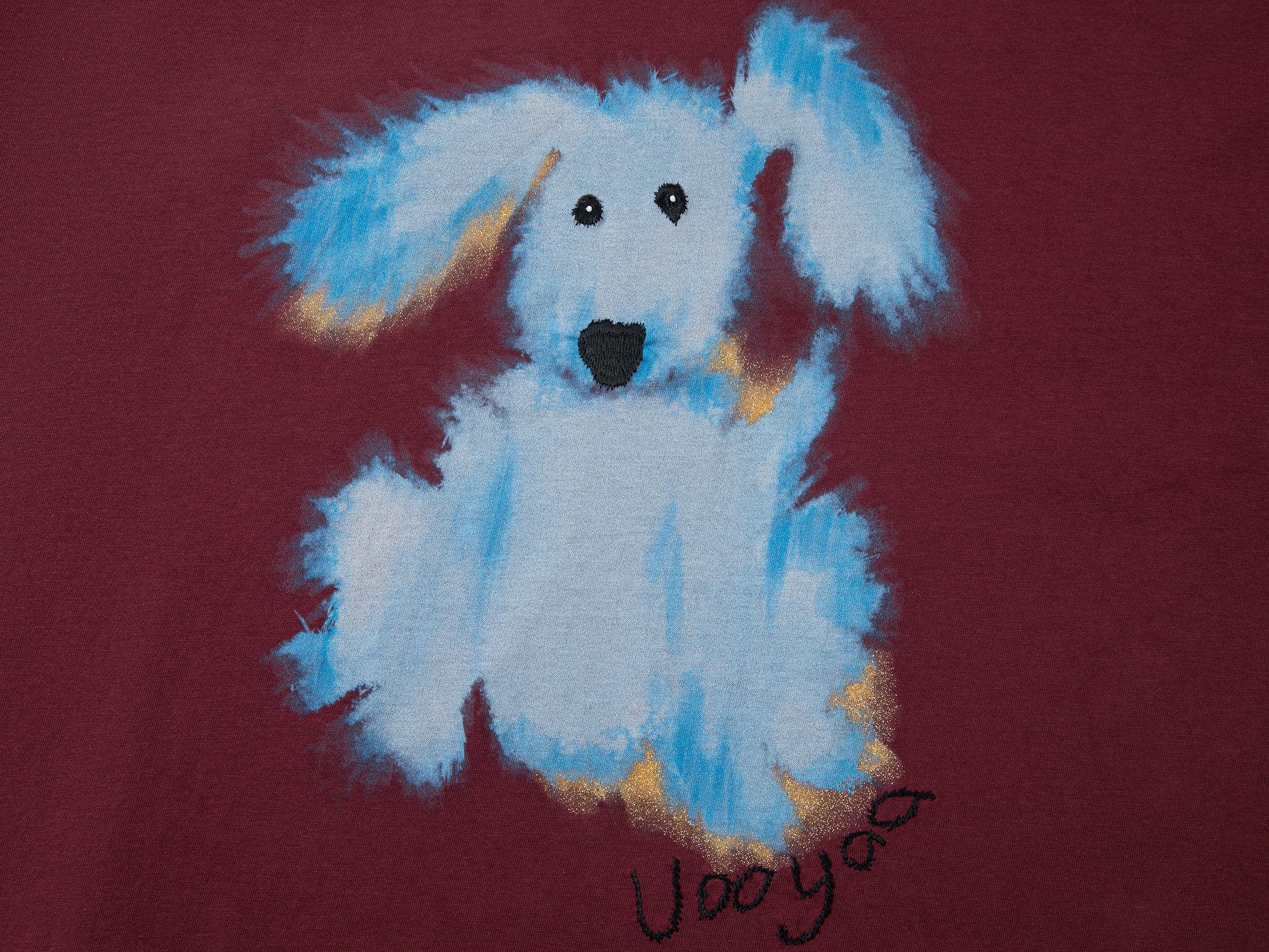 Fluffy dog print long-sleeve T-shirt