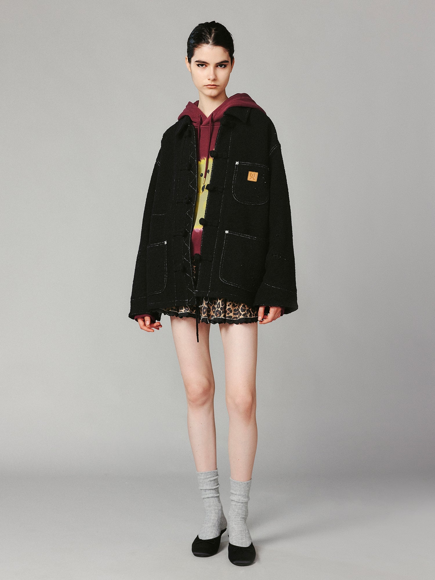 Outline stitch tweed michigan jacket