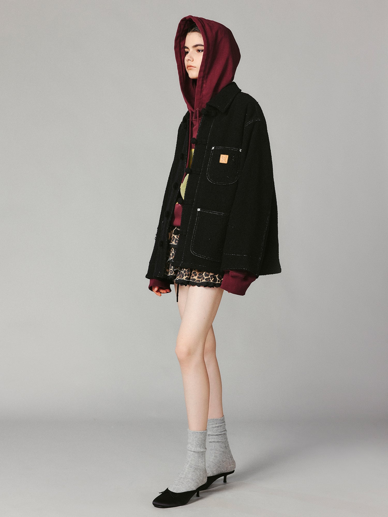 Outline stitch tweed michigan jacket