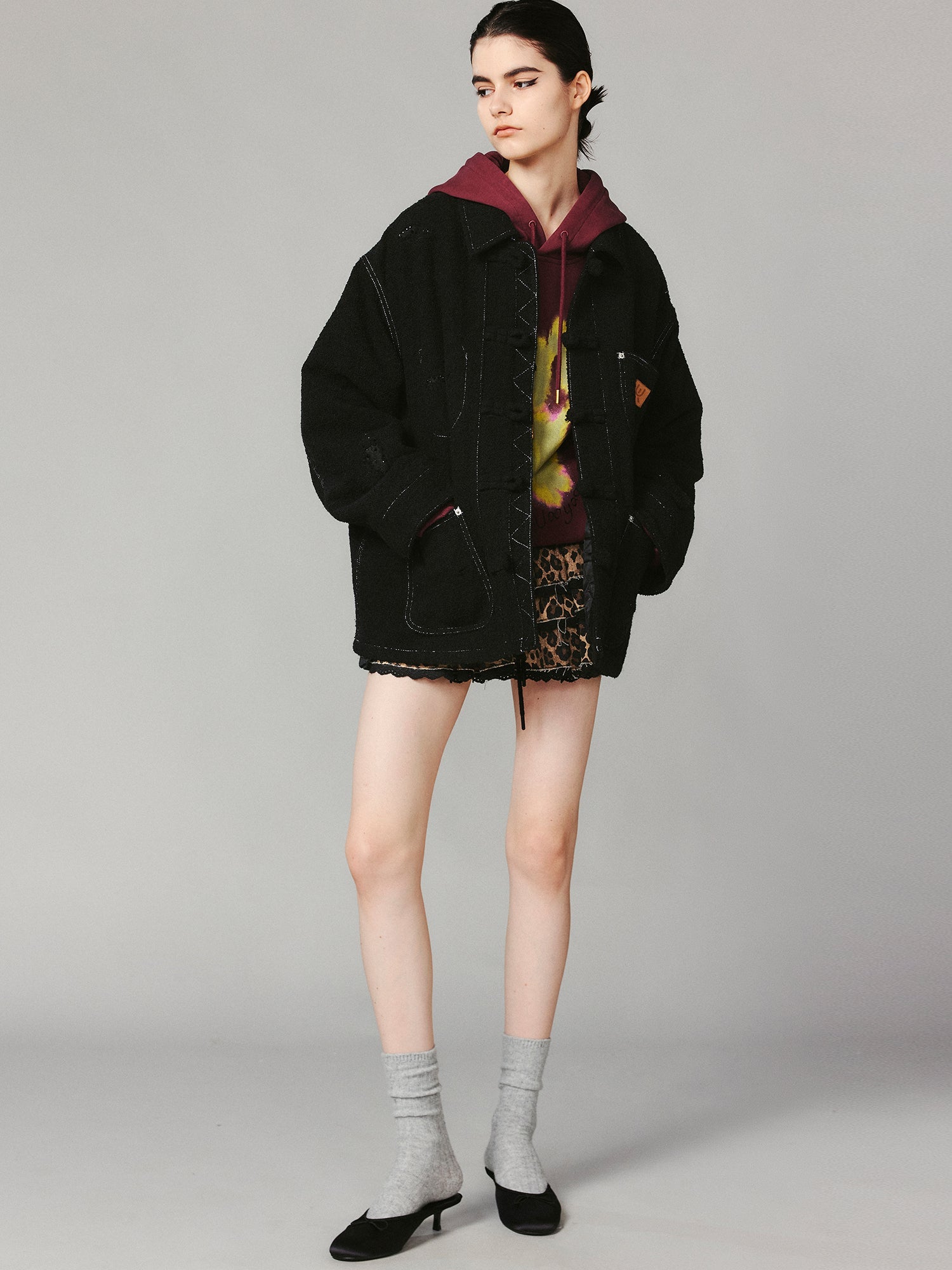 Outline stitch tweed michigan jacket