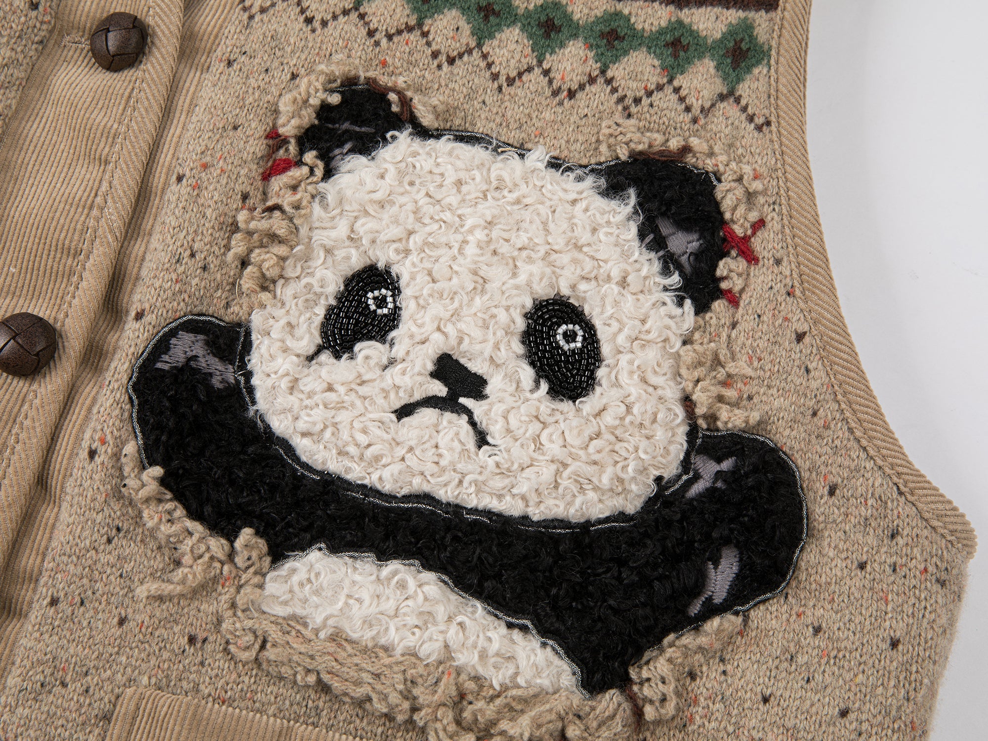 "We are bears" fair isle cotton v-neck cardigan vest