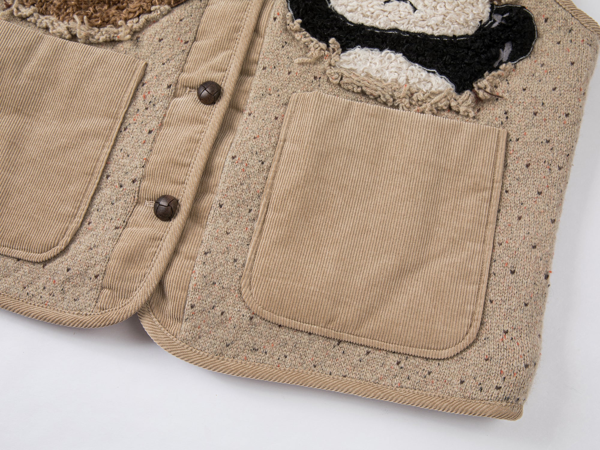 "We are bears" fair isle cotton v-neck cardigan vest