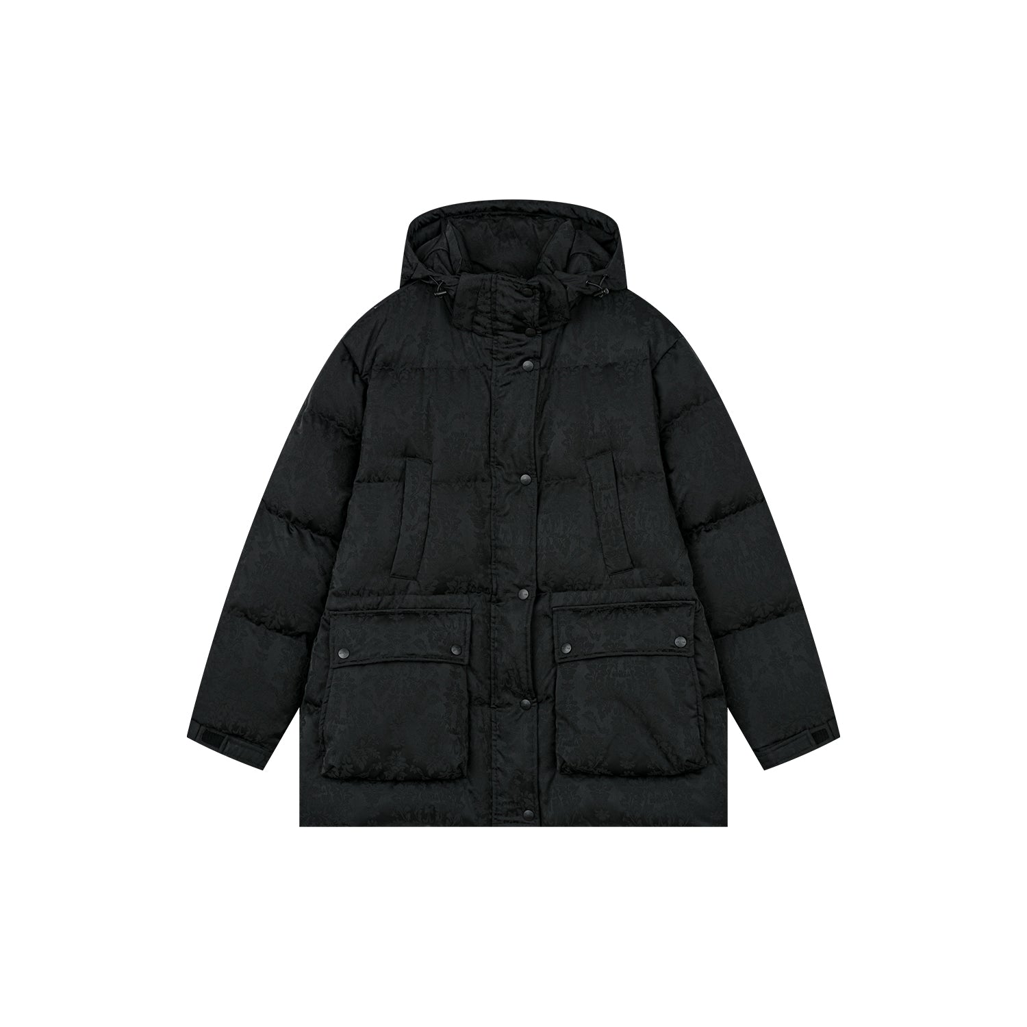 Bow satin jacquard puffer jacket