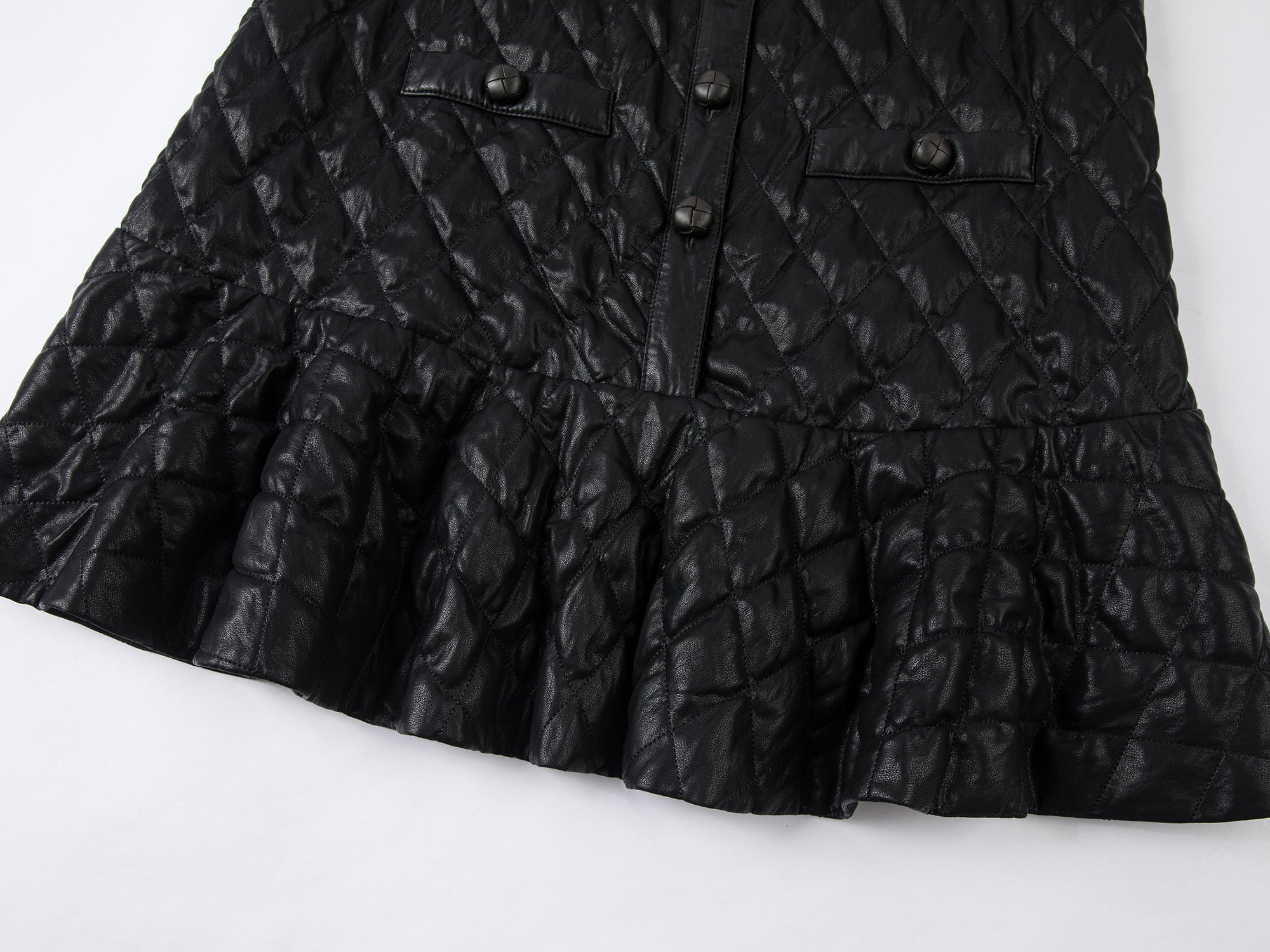 PU ruffled hem vest dress