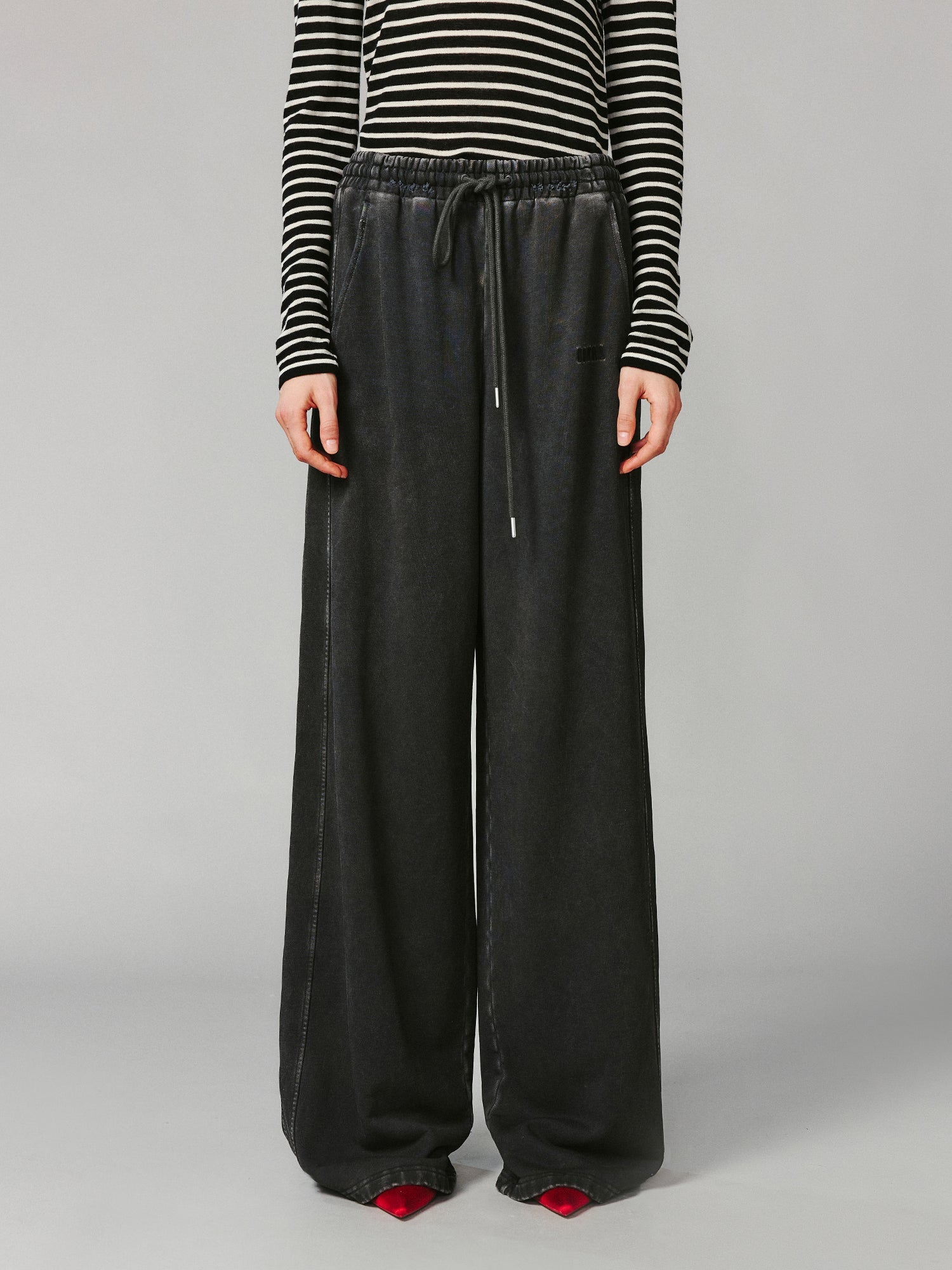 Washed distressed wide-leg sweatpants