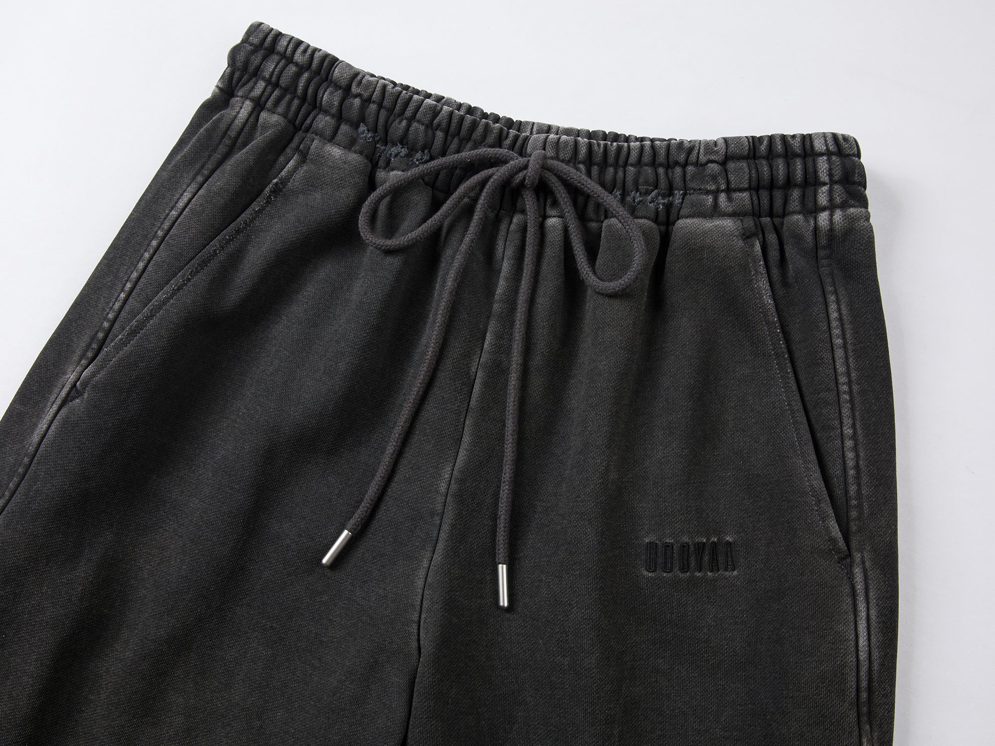 Washed distressed wide-leg sweatpants