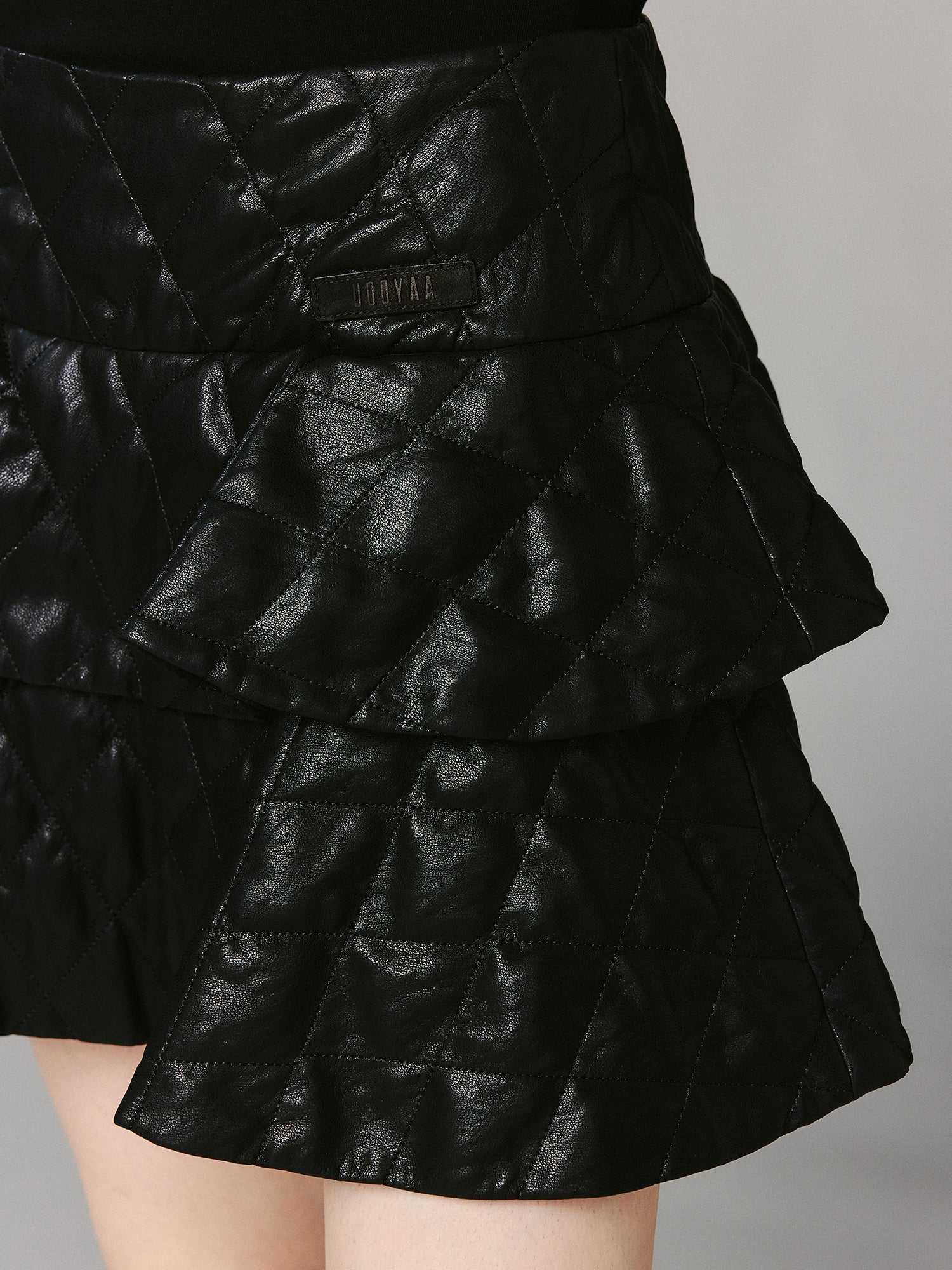 PU ruffle skirt