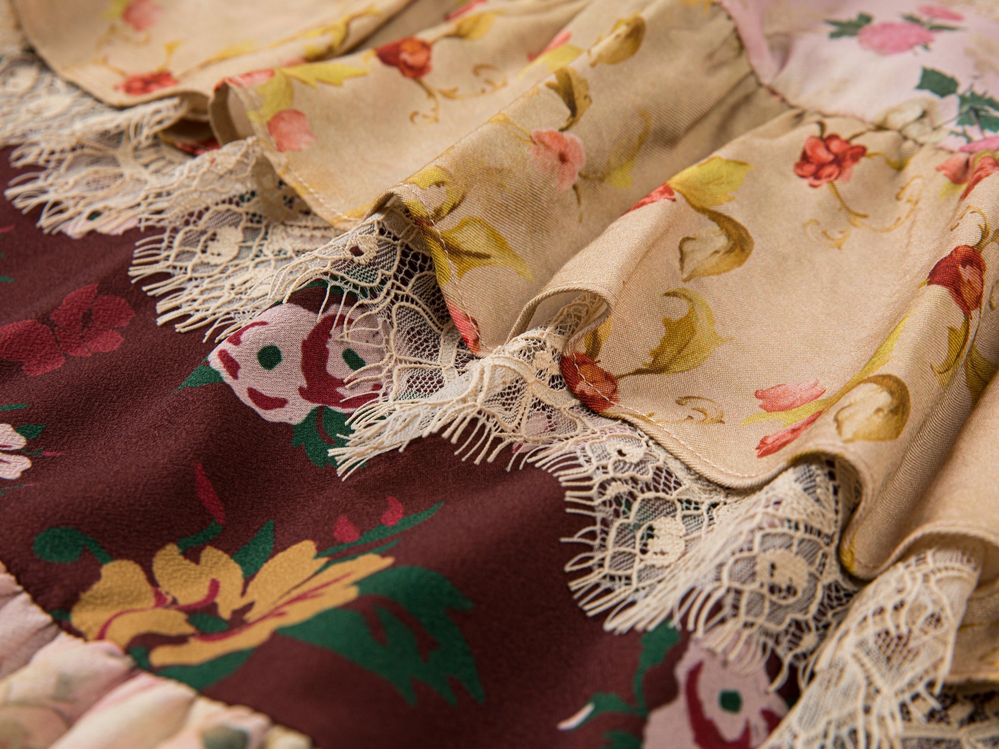 Romantic floral print ruffle maxi skirt