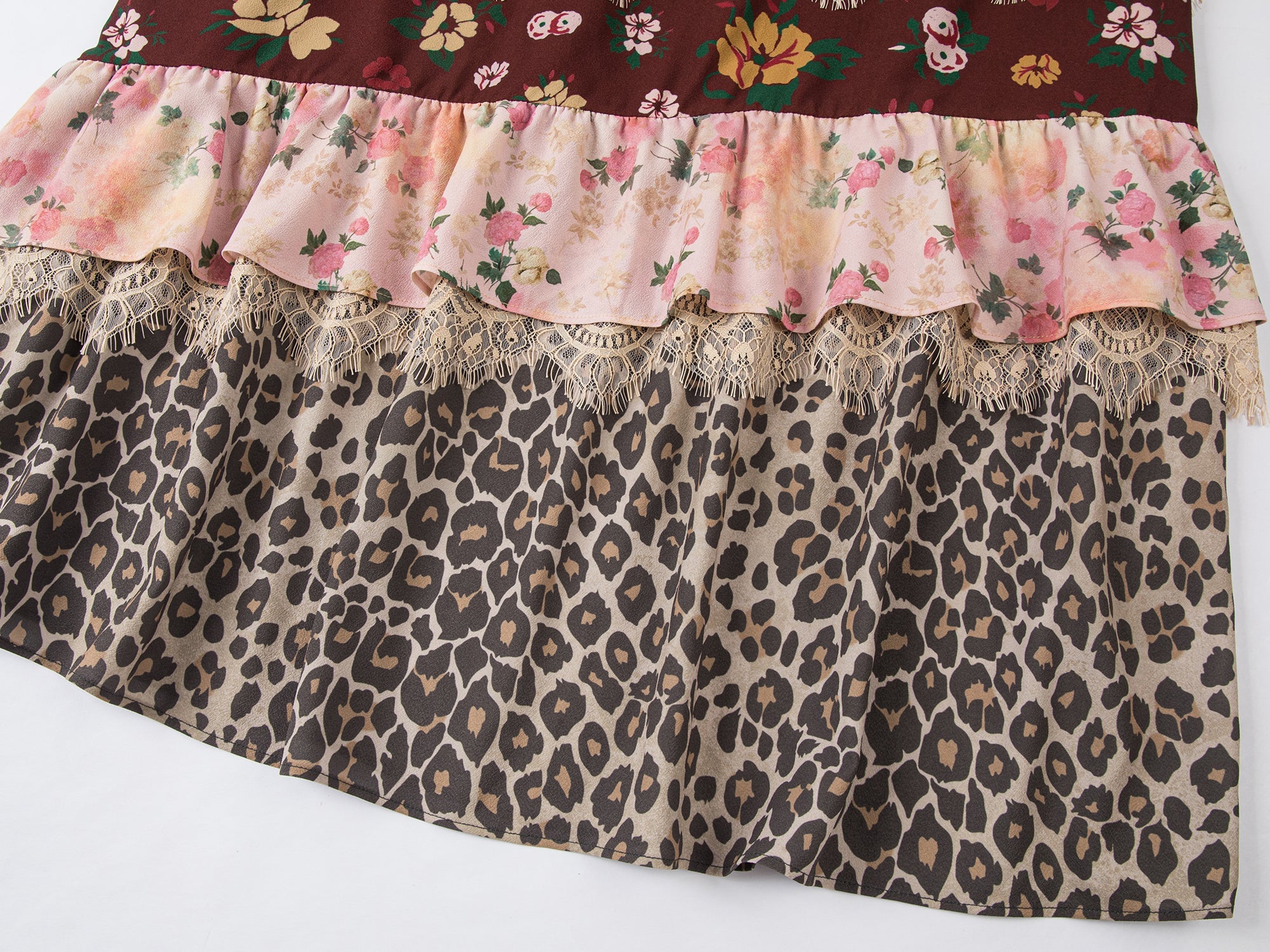 Romantic floral print ruffle maxi skirt