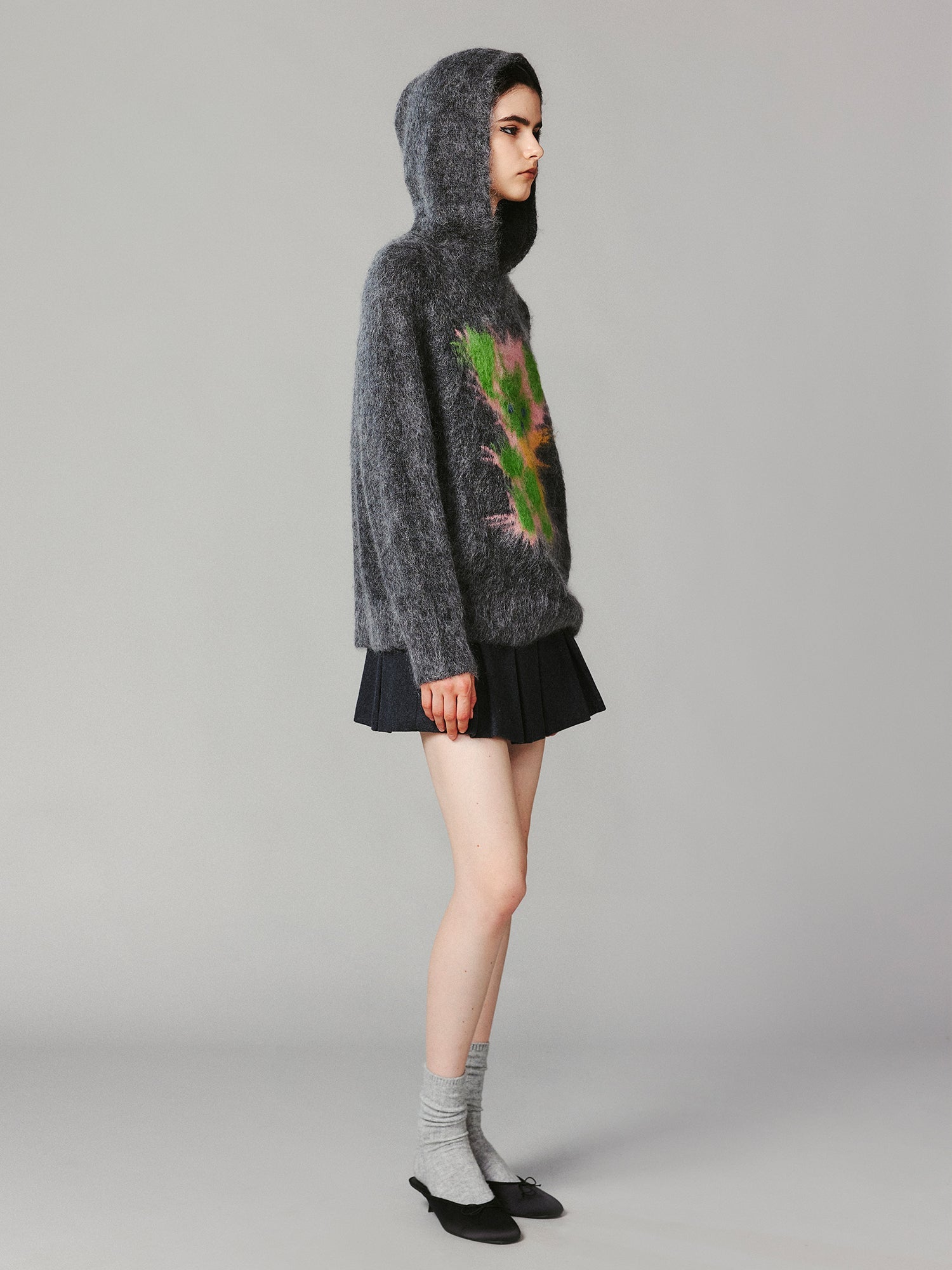 School-style pleated wool skirt