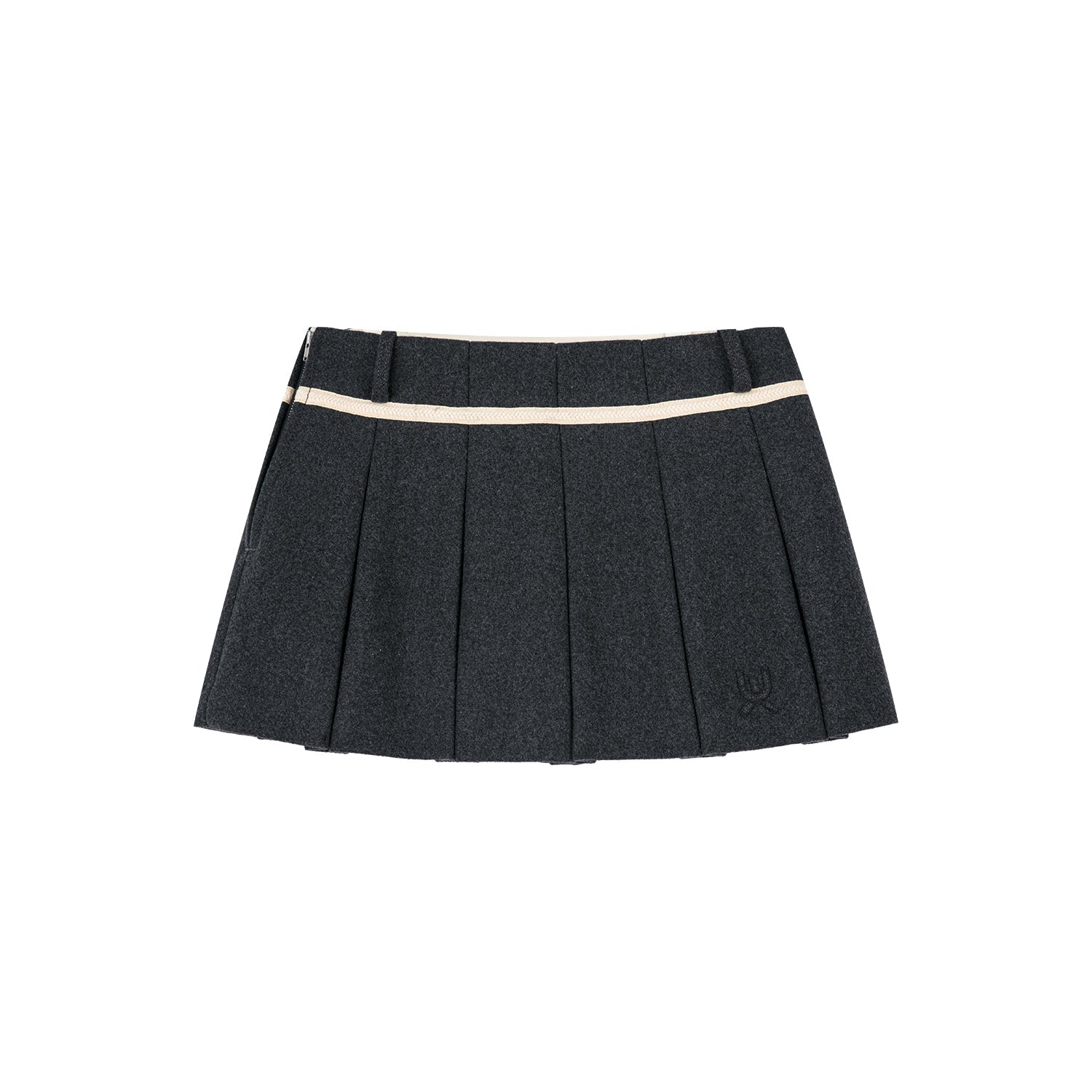 School-style pleated wool skirt