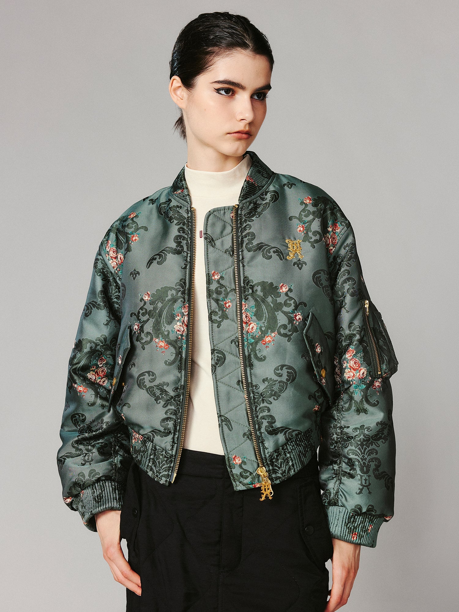 Jacquard bomber jacket