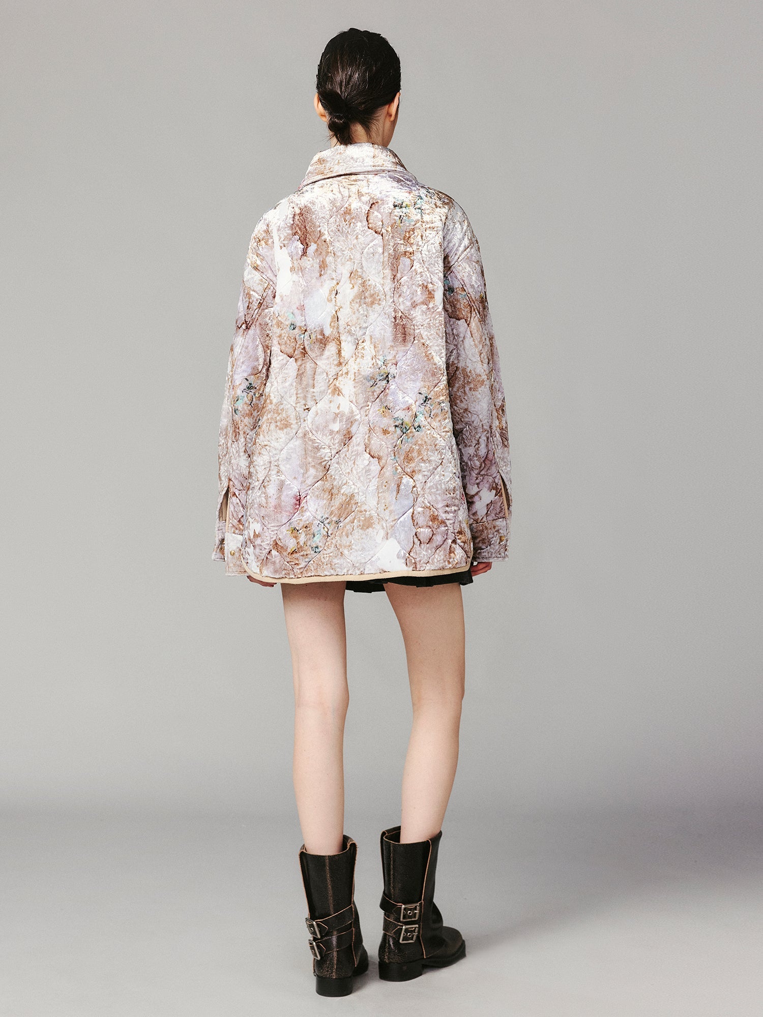 Floral wallpaper velvet burnout shacket