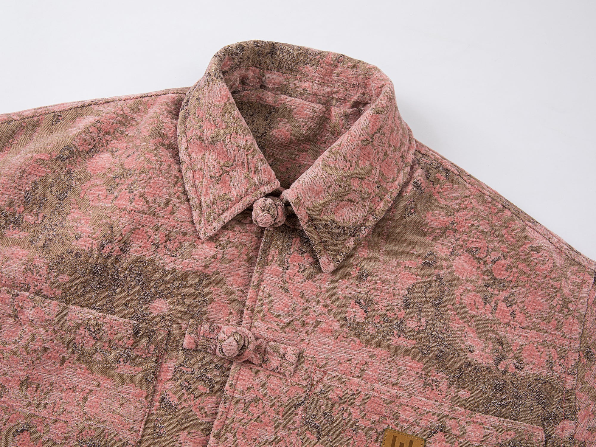 Oversized cotton jacket with floral carpet pattern