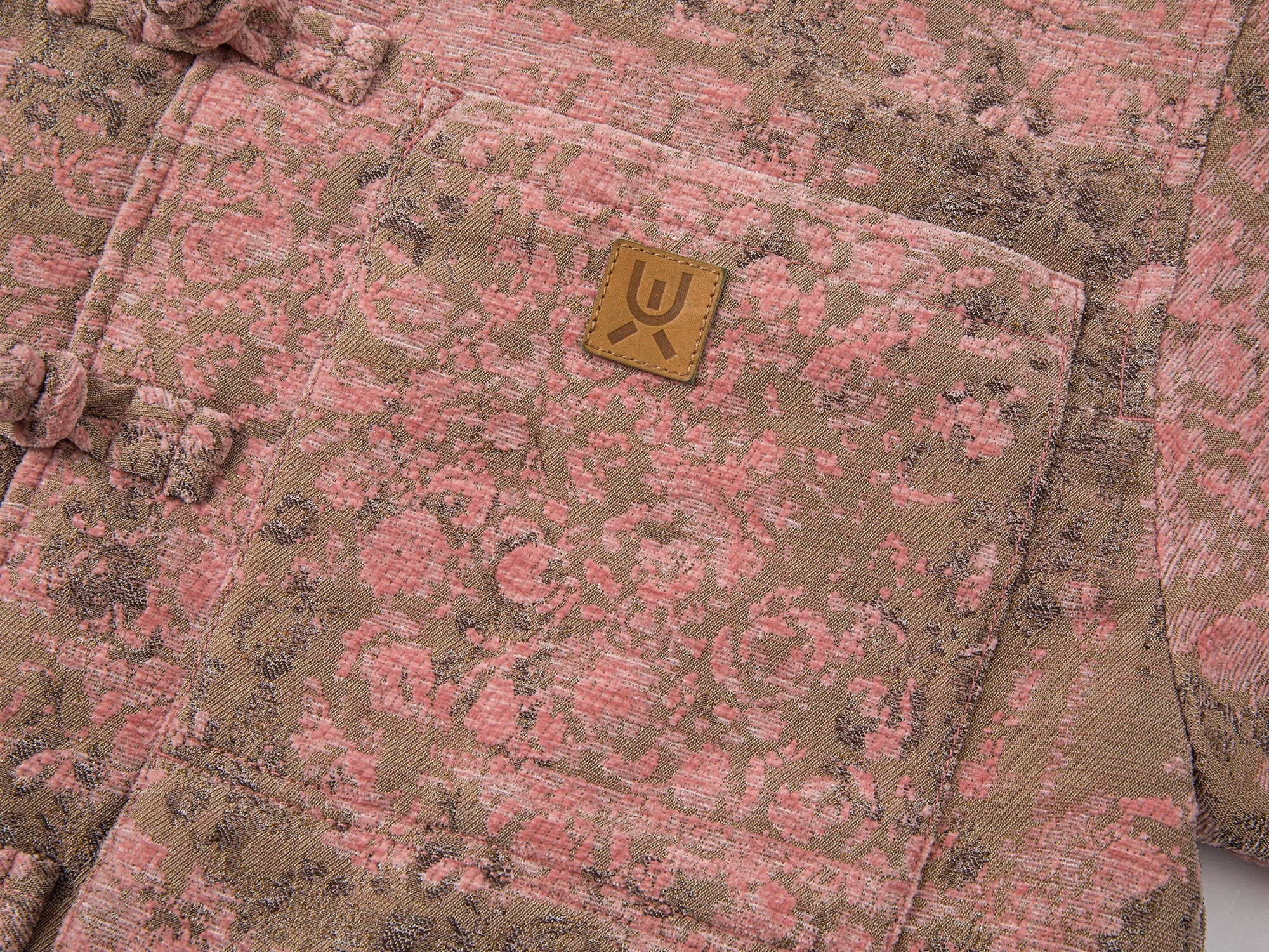 Oversized cotton jacket with floral carpet pattern