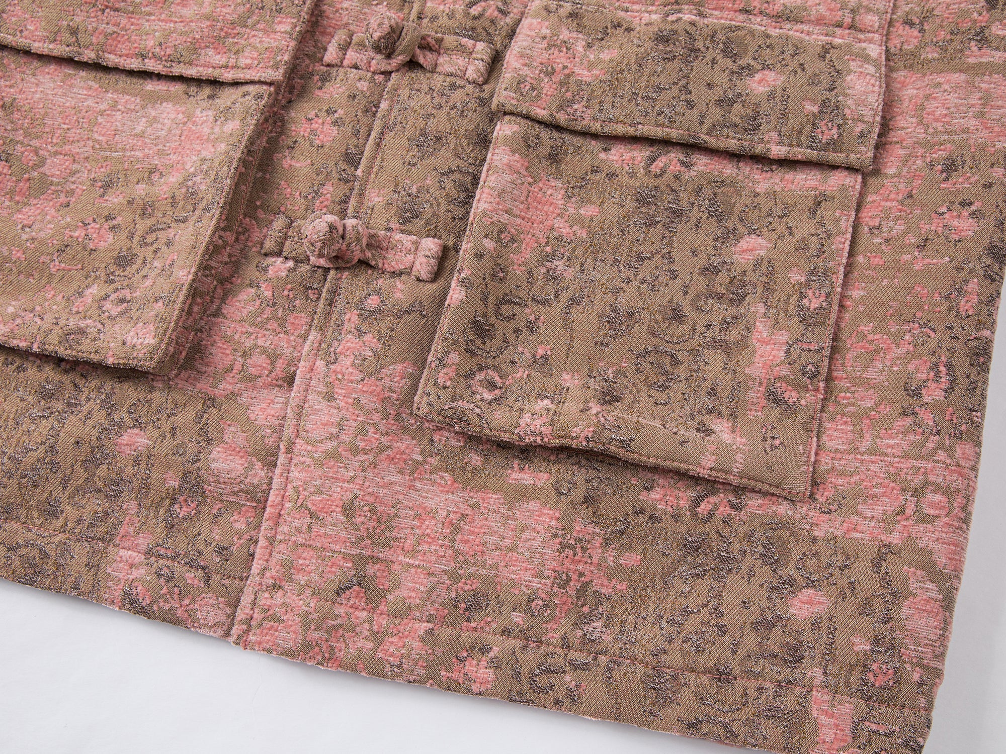 Oversized cotton jacket with floral carpet pattern