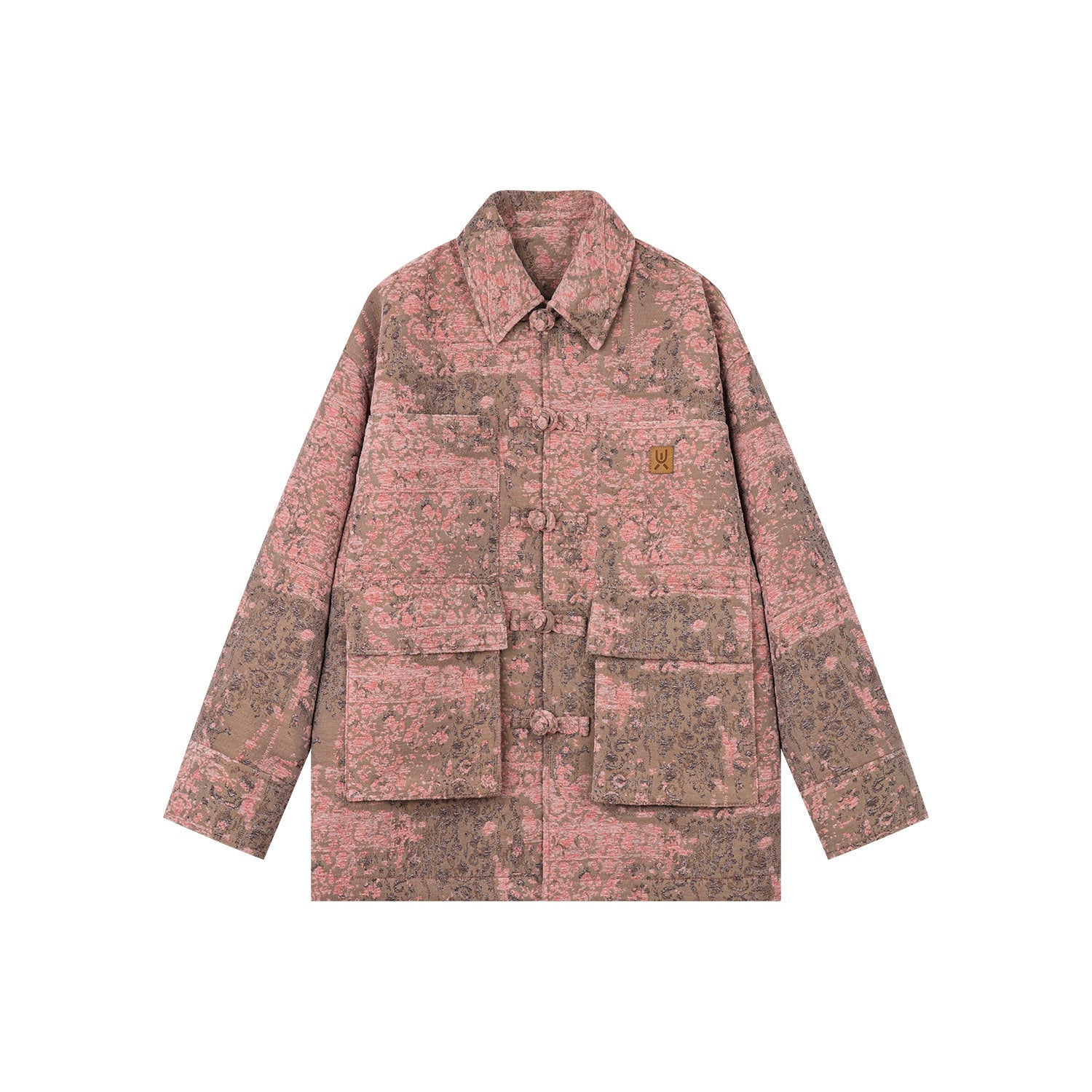 Oversized cotton jacket with floral carpet pattern