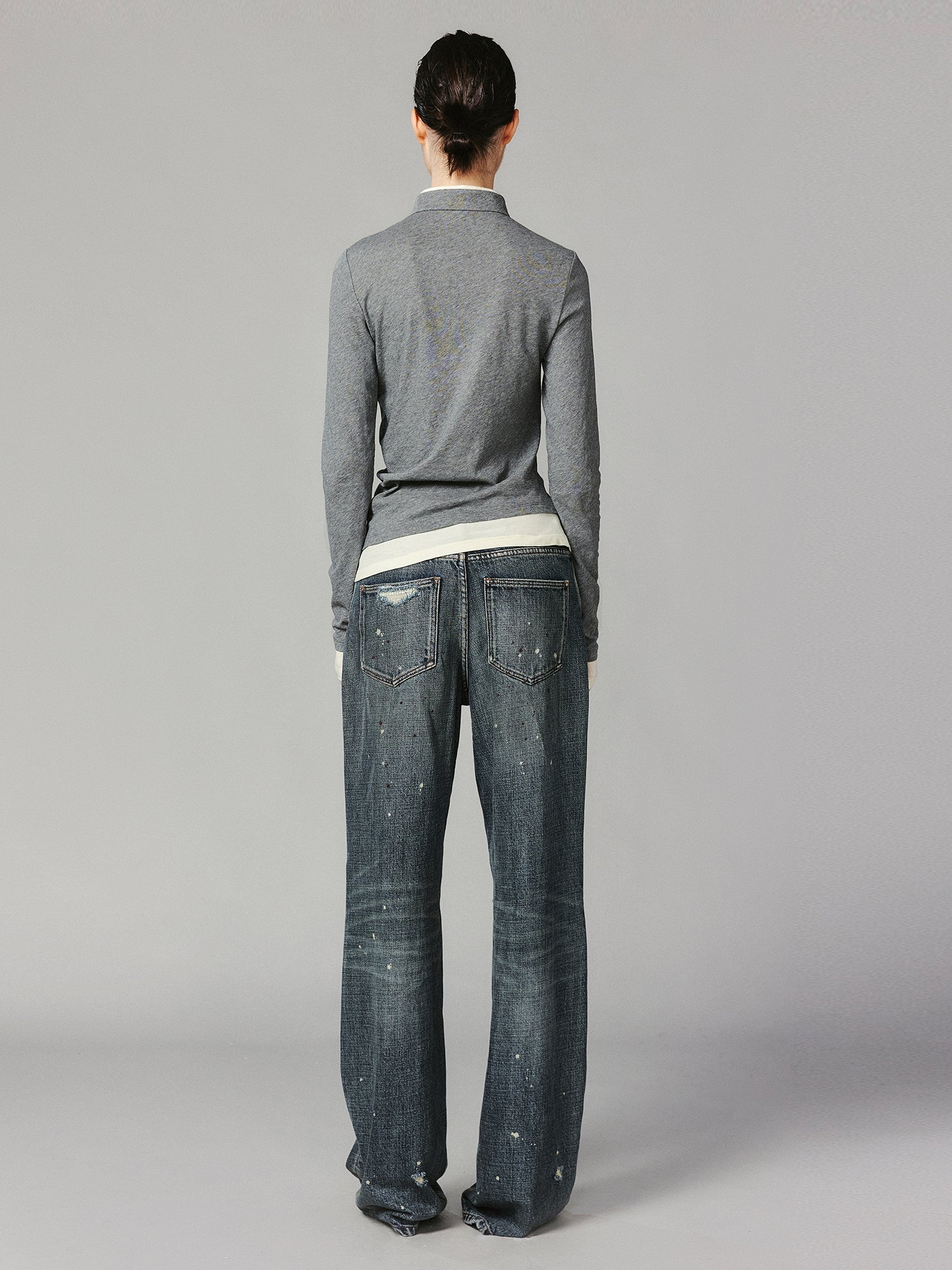 Asymmetrical frog button long sleeve T-shirt