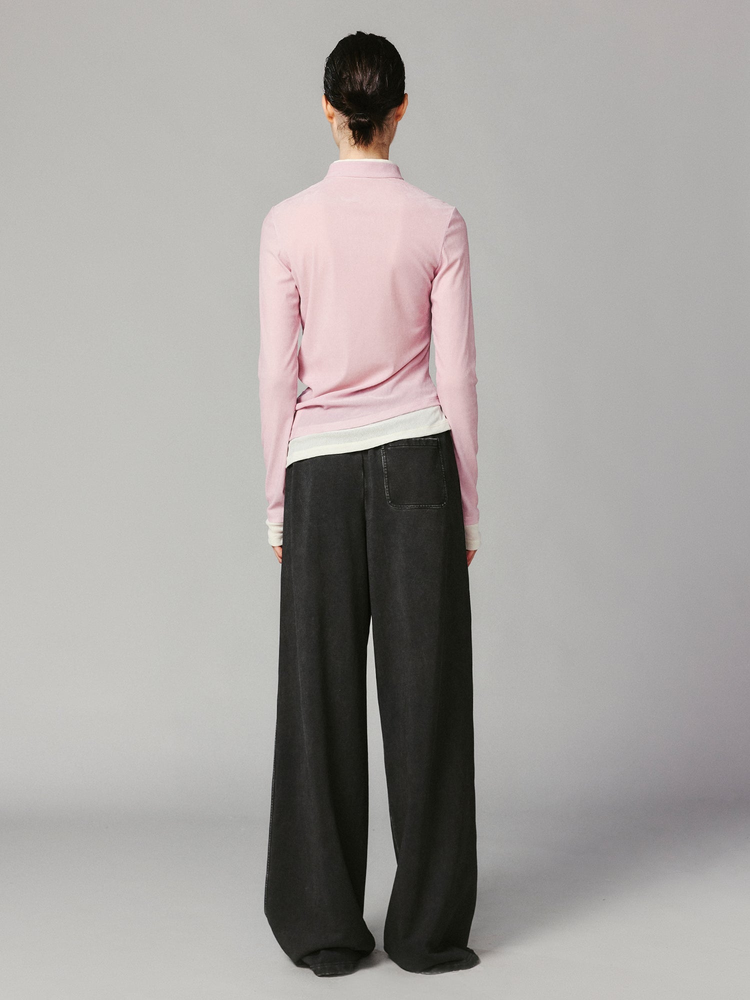 Asymmetrical frog button long sleeve T-shirt