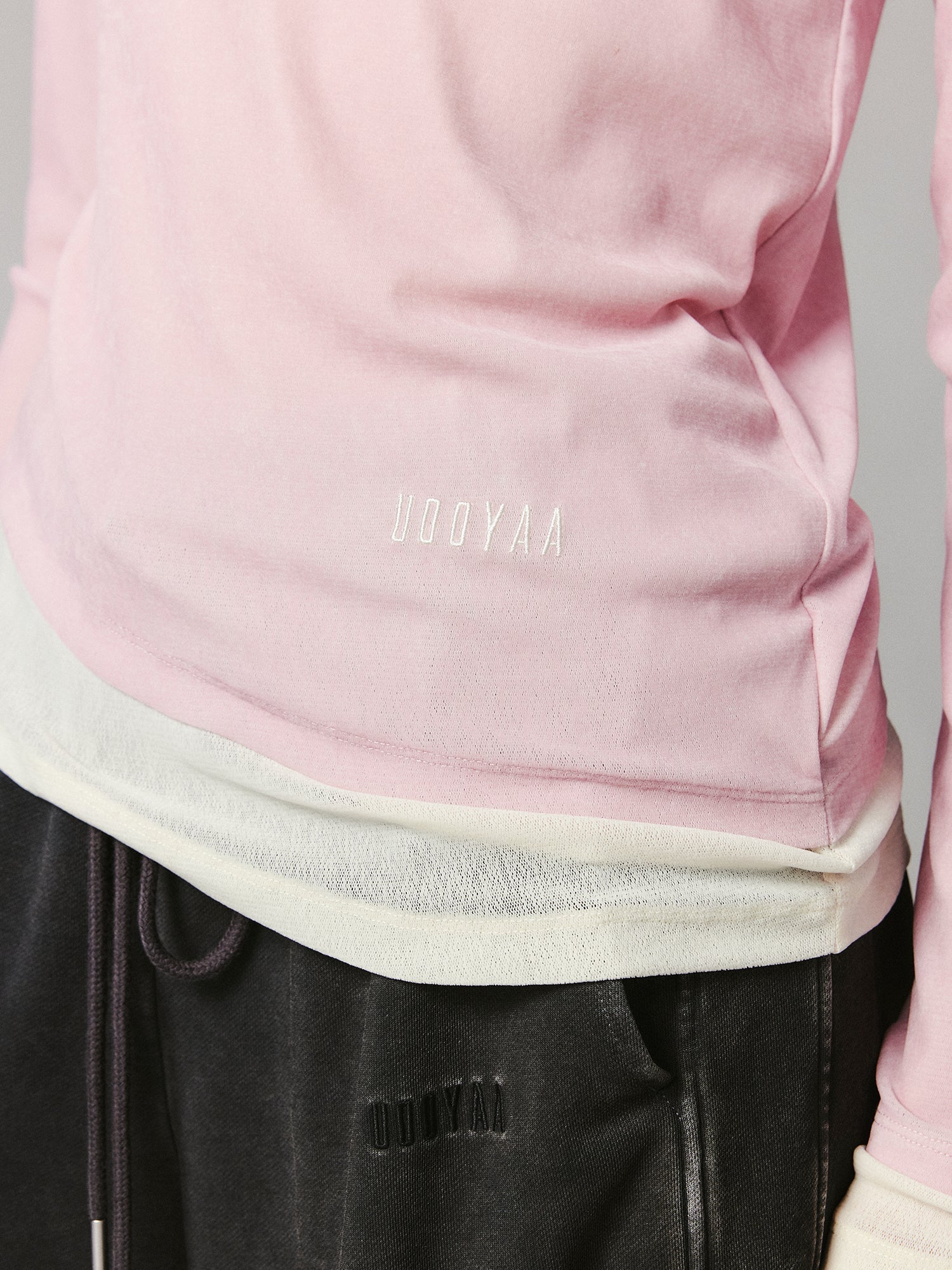 Asymmetrical frog button long sleeve T-shirt