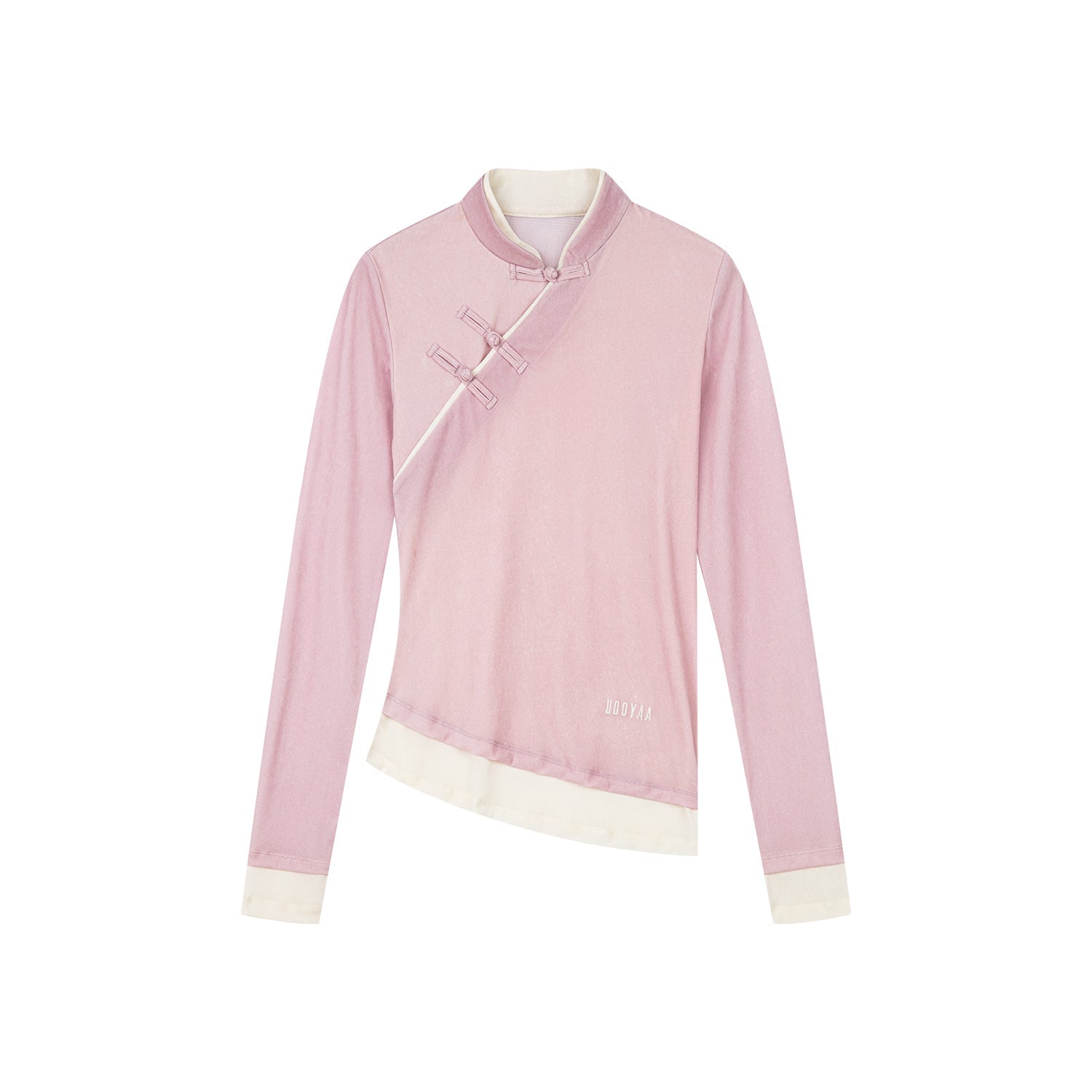 Asymmetrical frog button long sleeve T-shirt