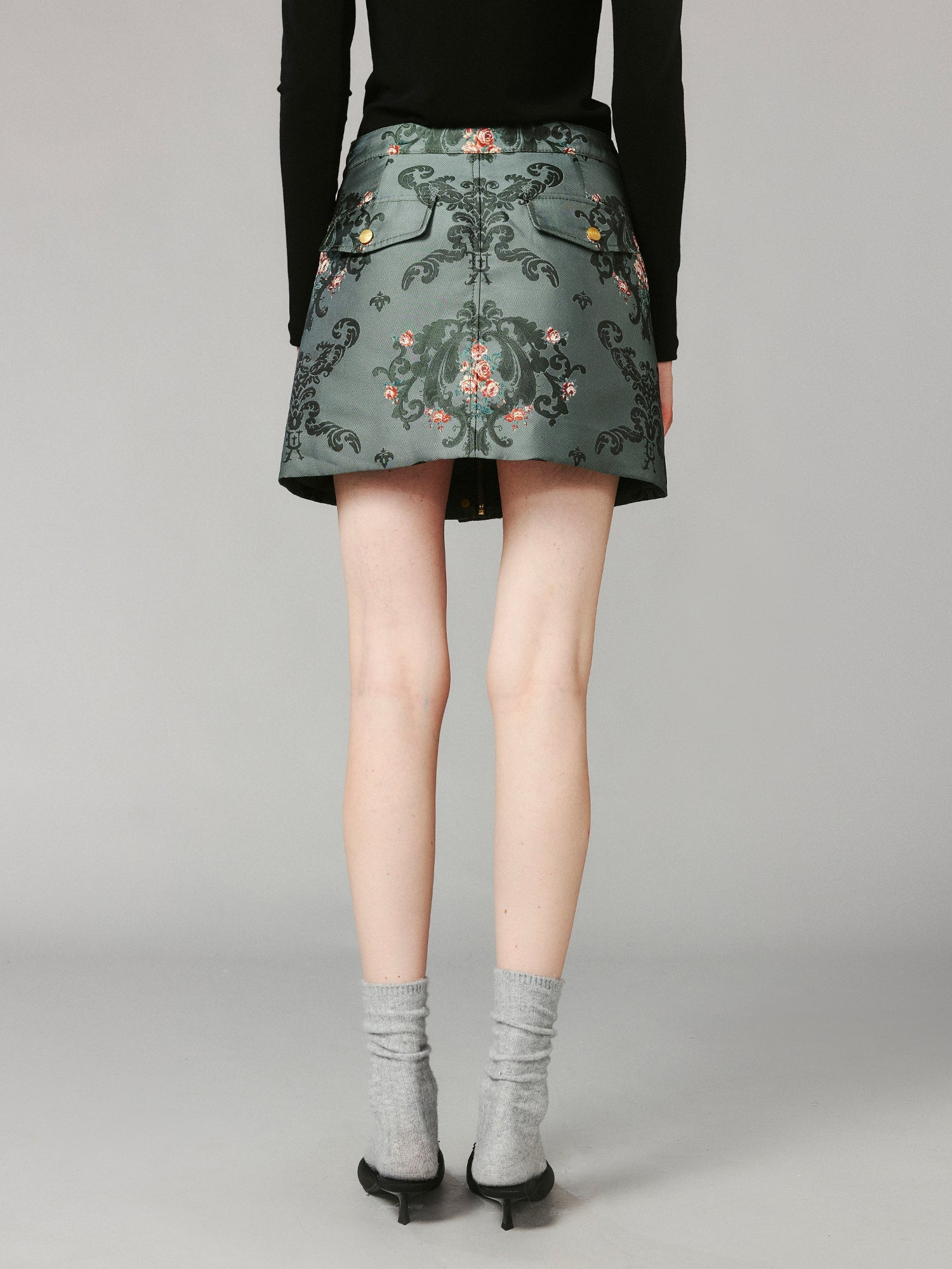 Jacquard utility mini skirt