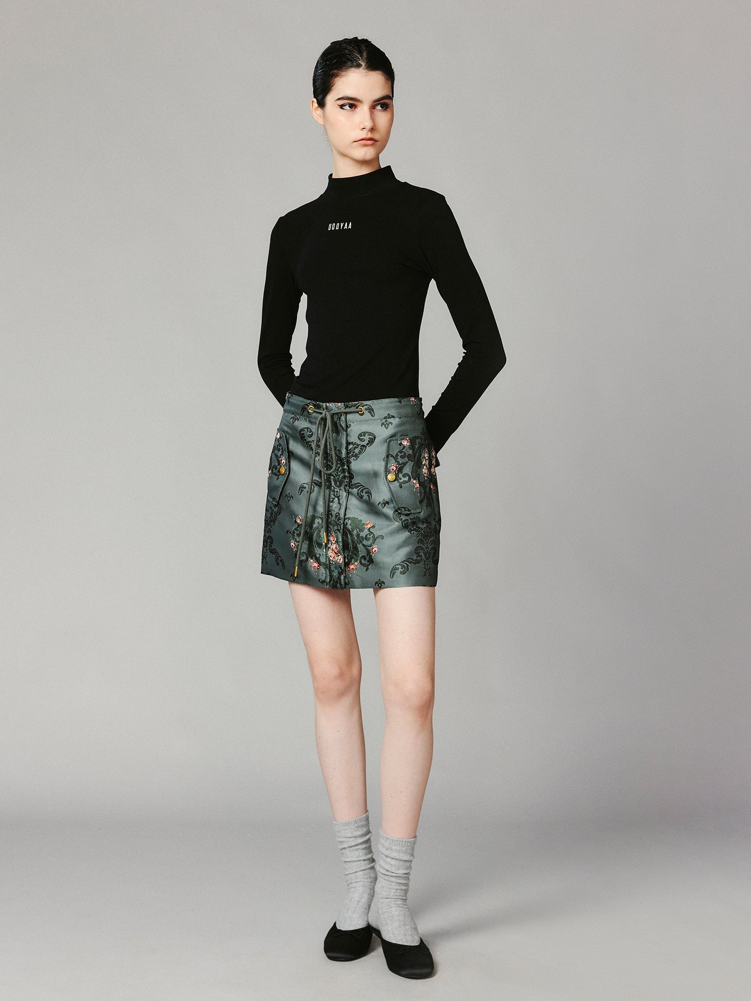 Jacquard utility mini skirt