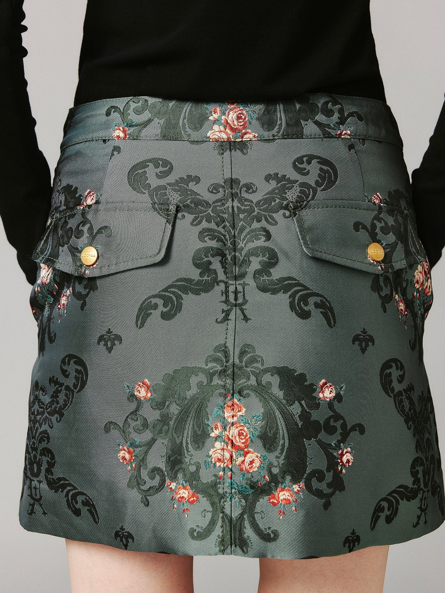 Jacquard utility mini skirt