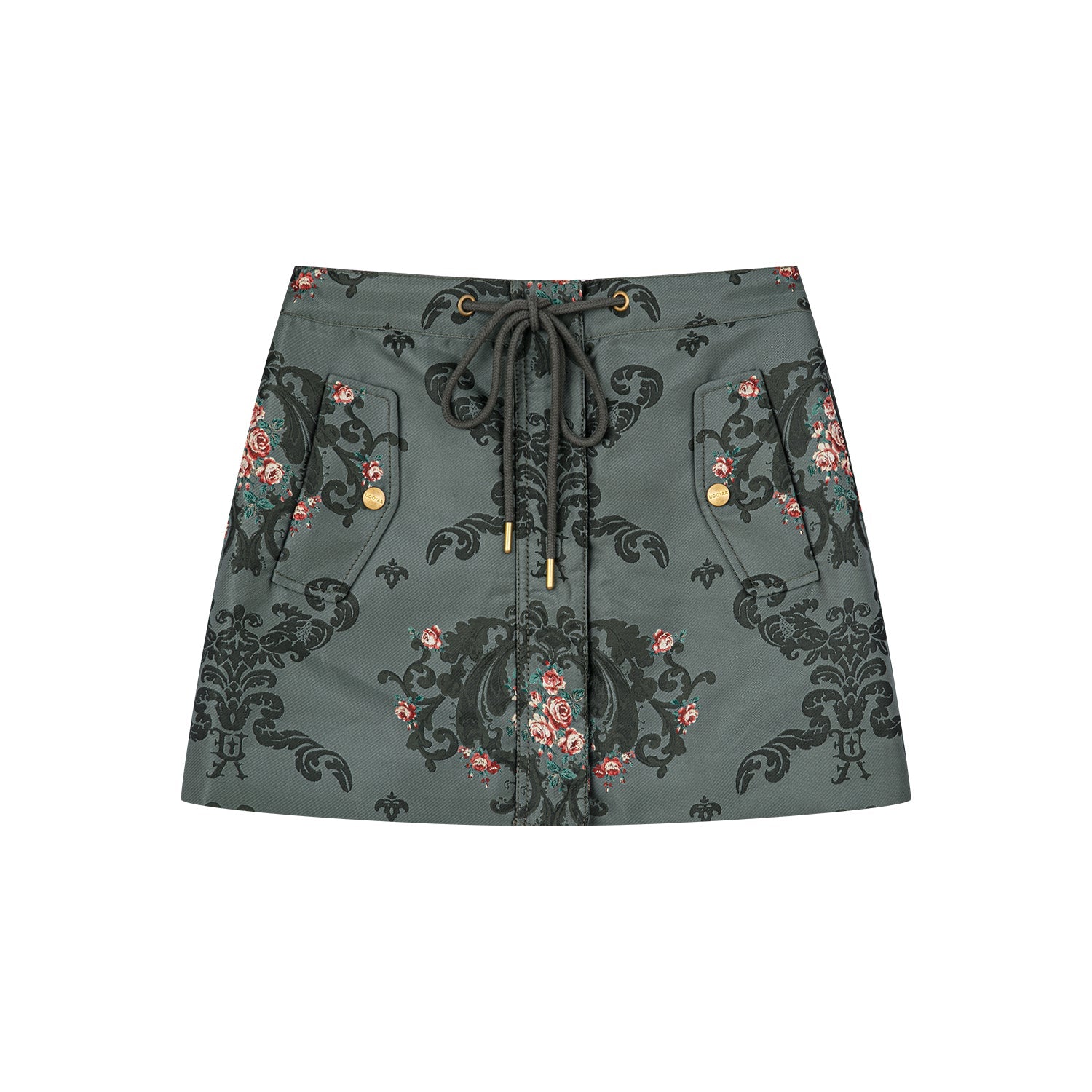 Jacquard utility mini skirt