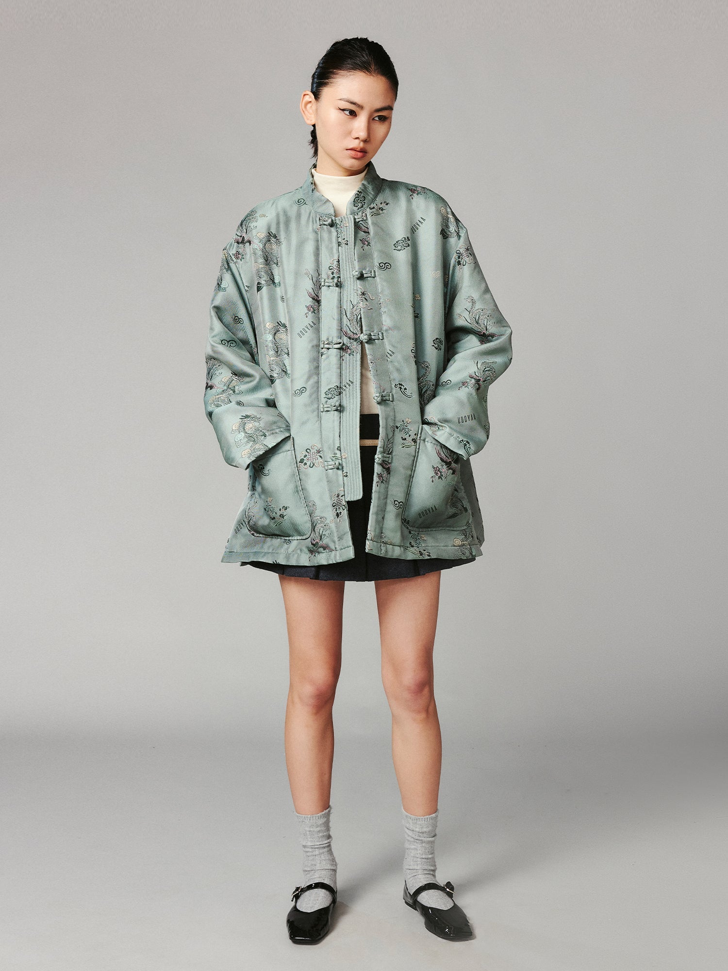 Dragon and phoenix jacquard vintage cotton jacket