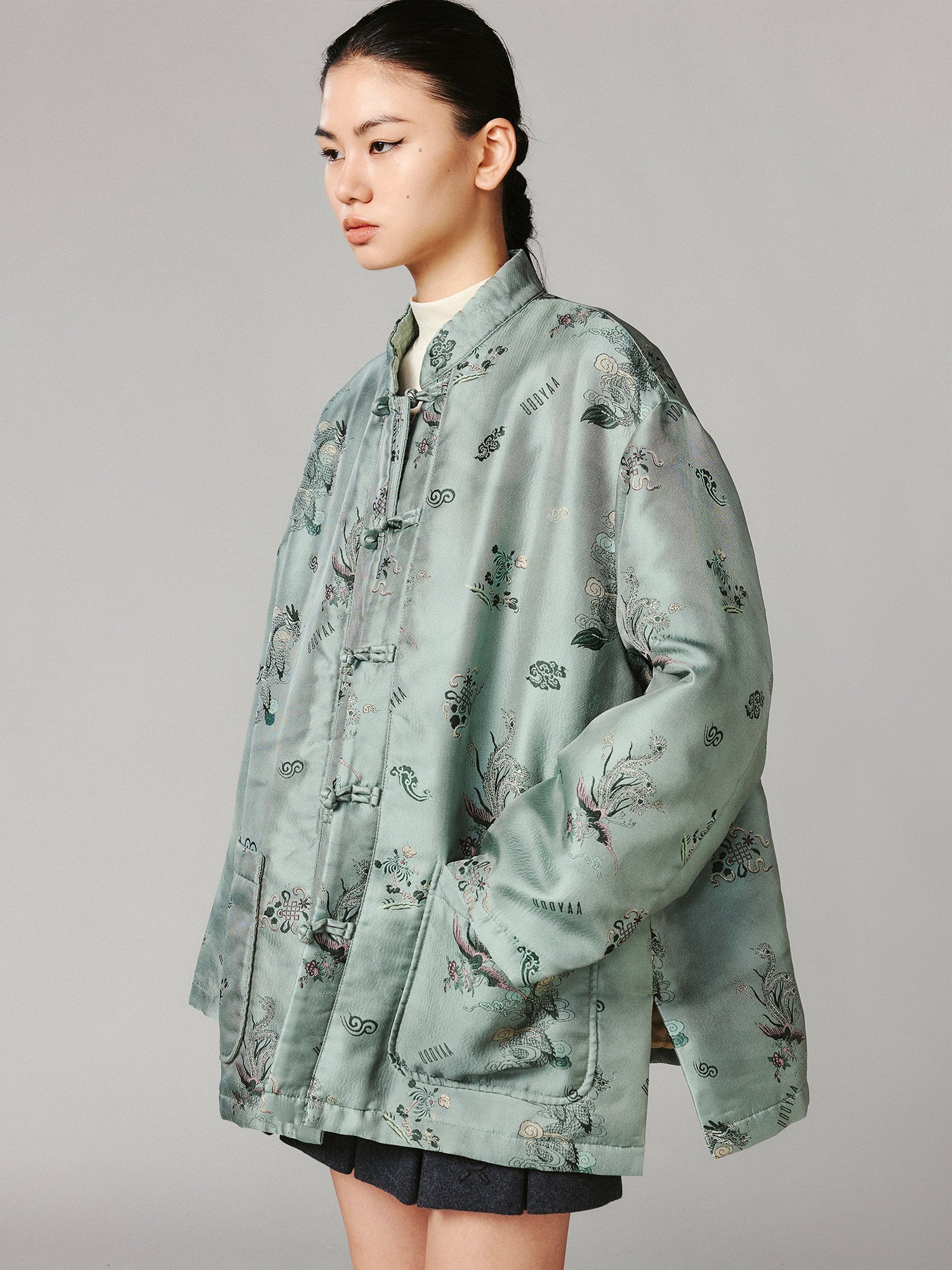Dragon and phoenix jacquard vintage cotton jacket