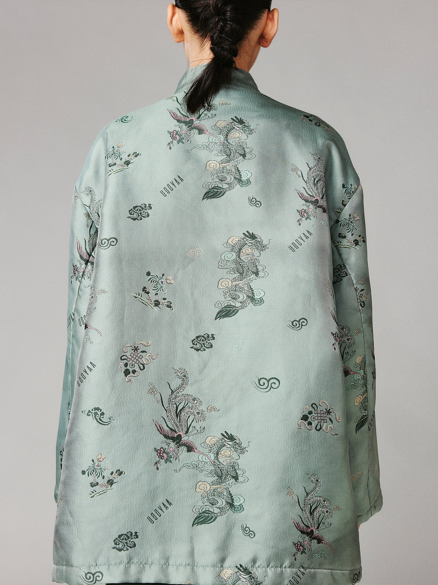 Dragon and phoenix jacquard vintage cotton jacket