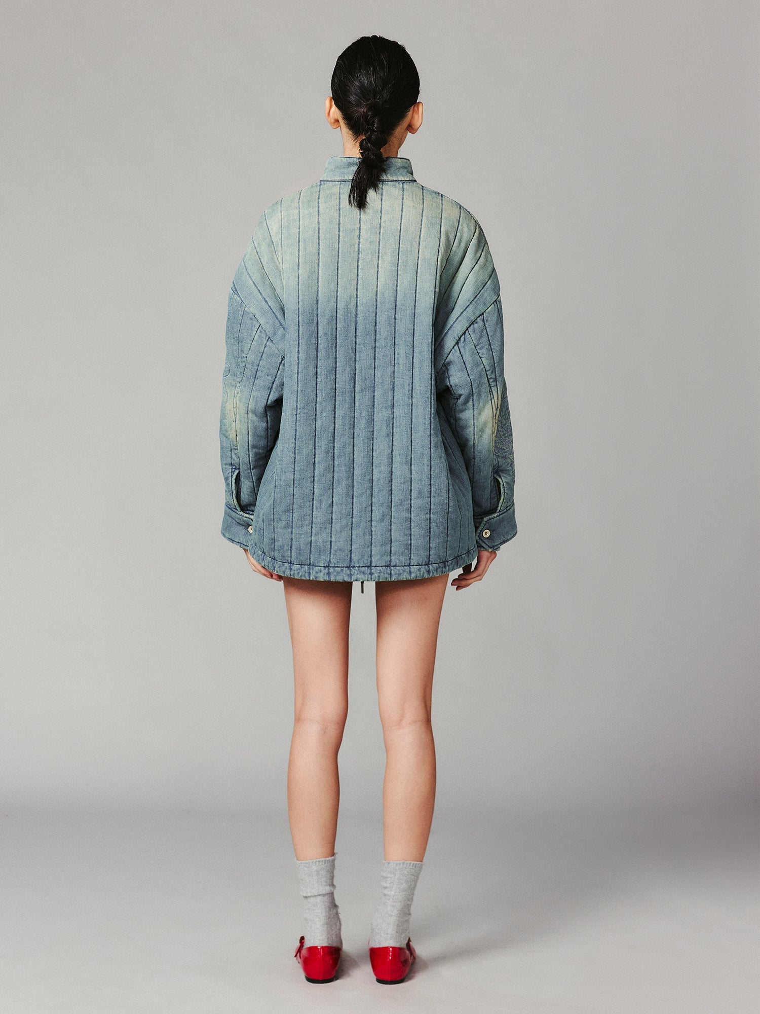 Playful anime girl denim vintage cotton jacket