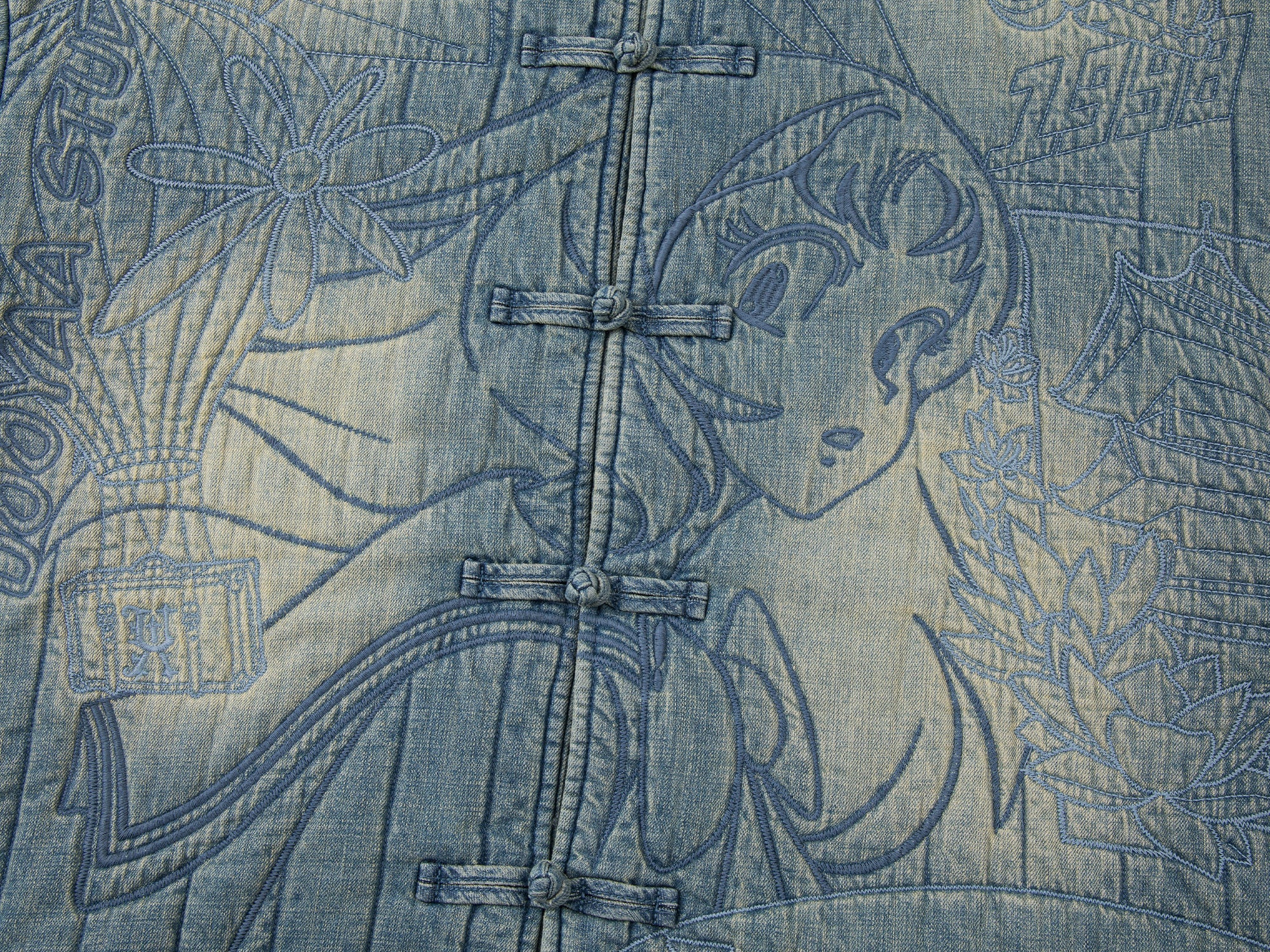 Playful anime girl denim vintage cotton jacket