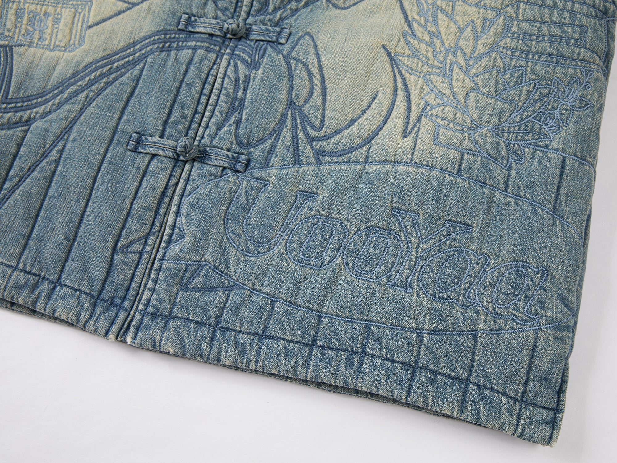 Playful anime girl denim vintage cotton jacket