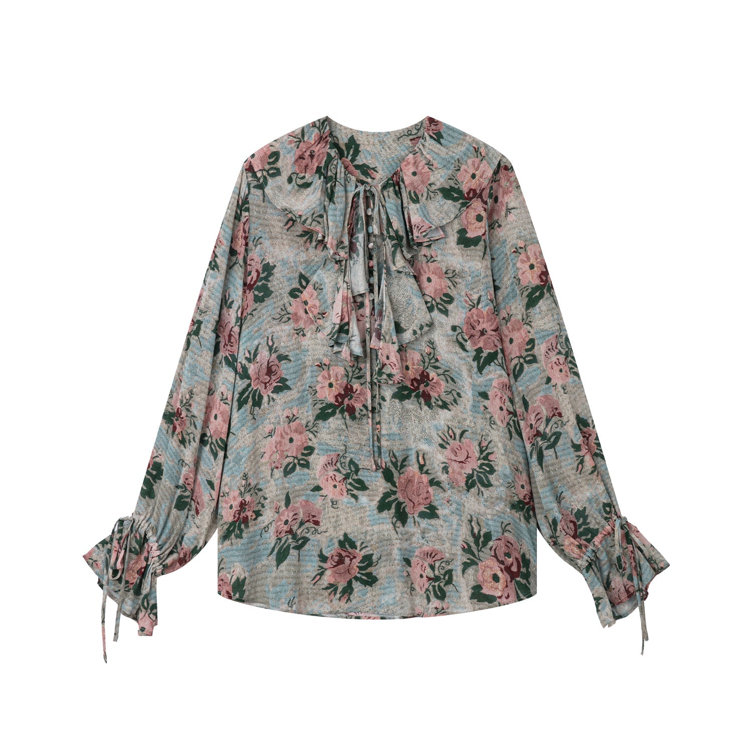 ヴィンテージのロマンチックな壁紙の花柄シャツ
